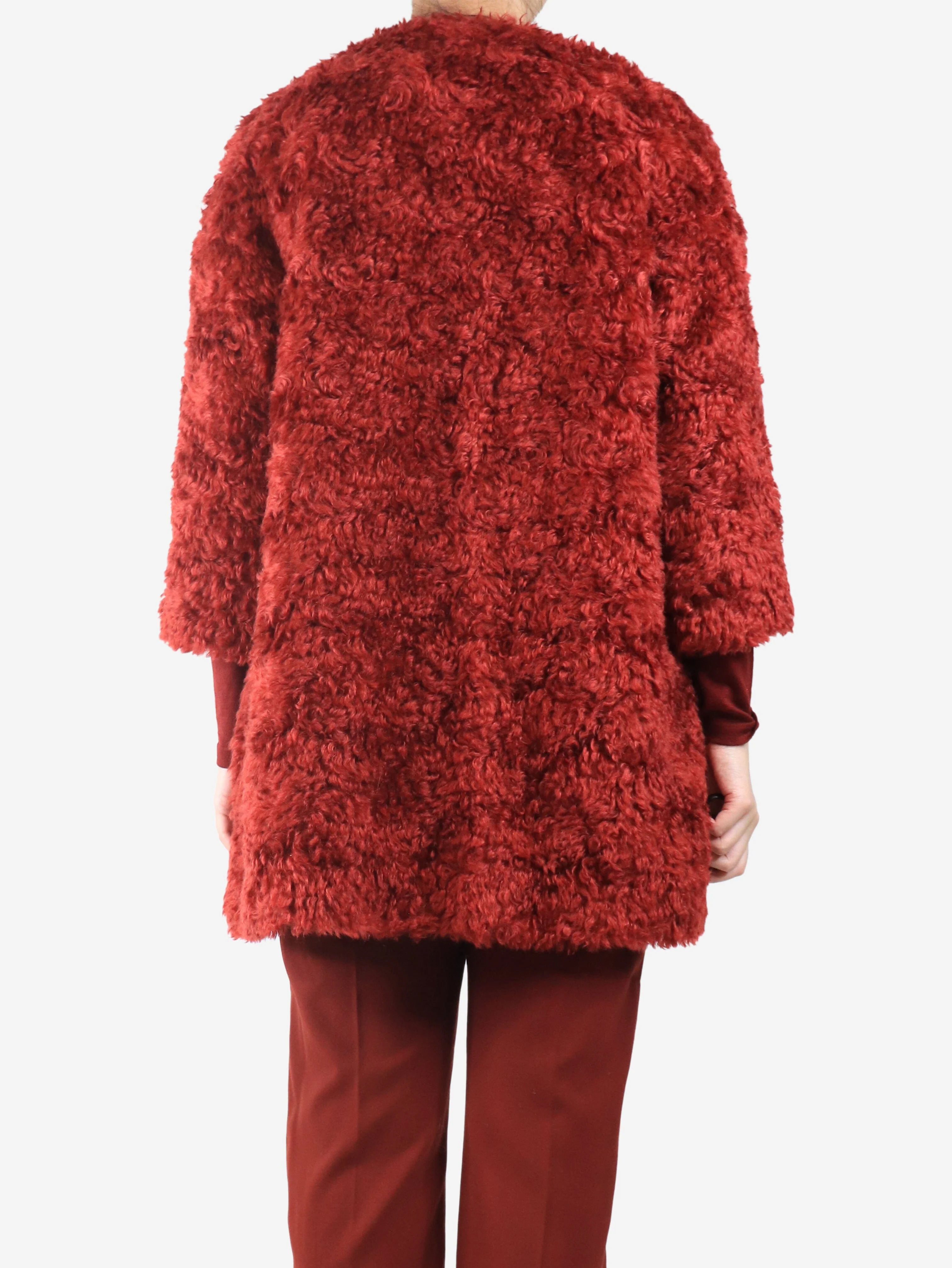 Red mohair coat - size UK 10 - Image 2