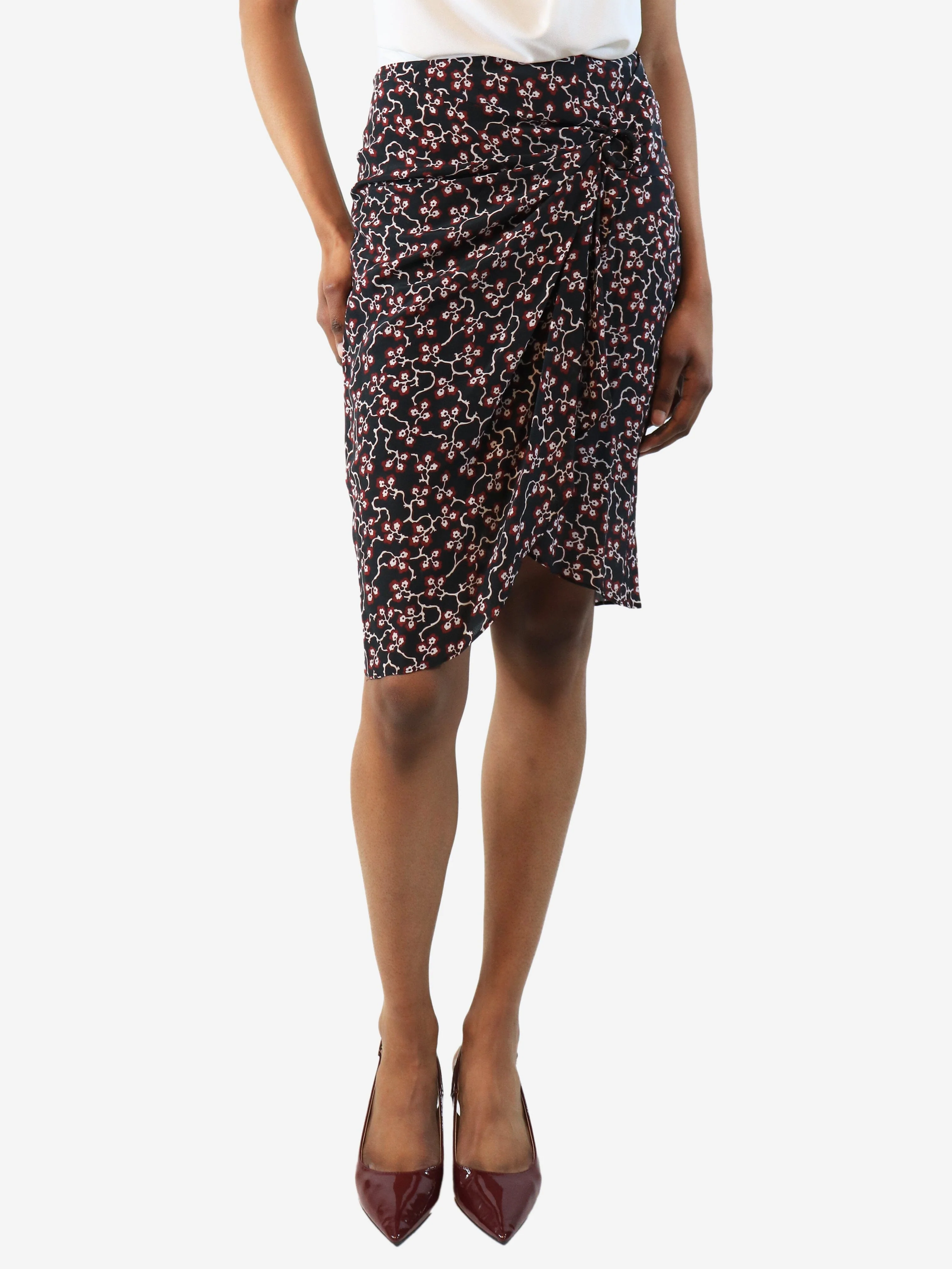Black floral mini skirt - size UK 6