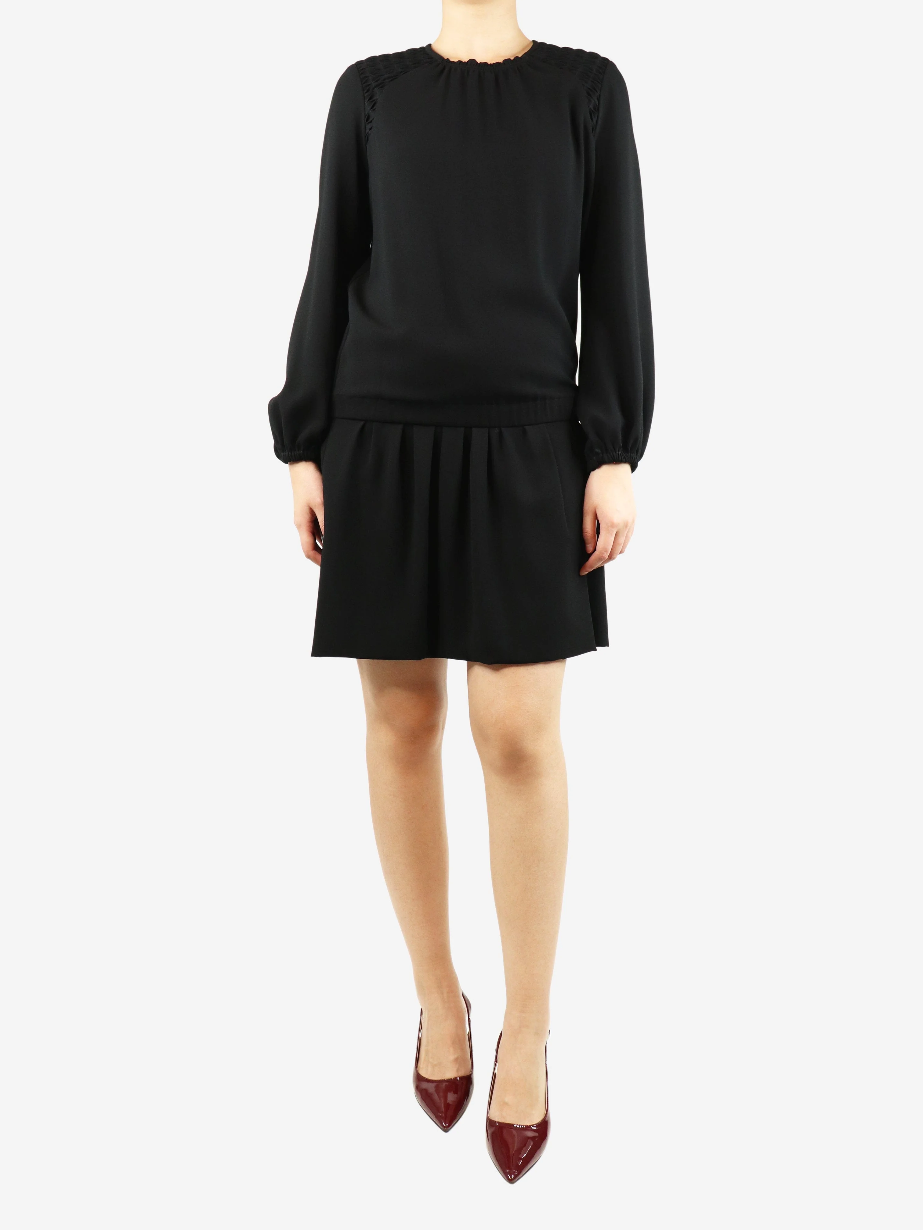 Black long sleeve midi dress - size UK 12 - Image 3