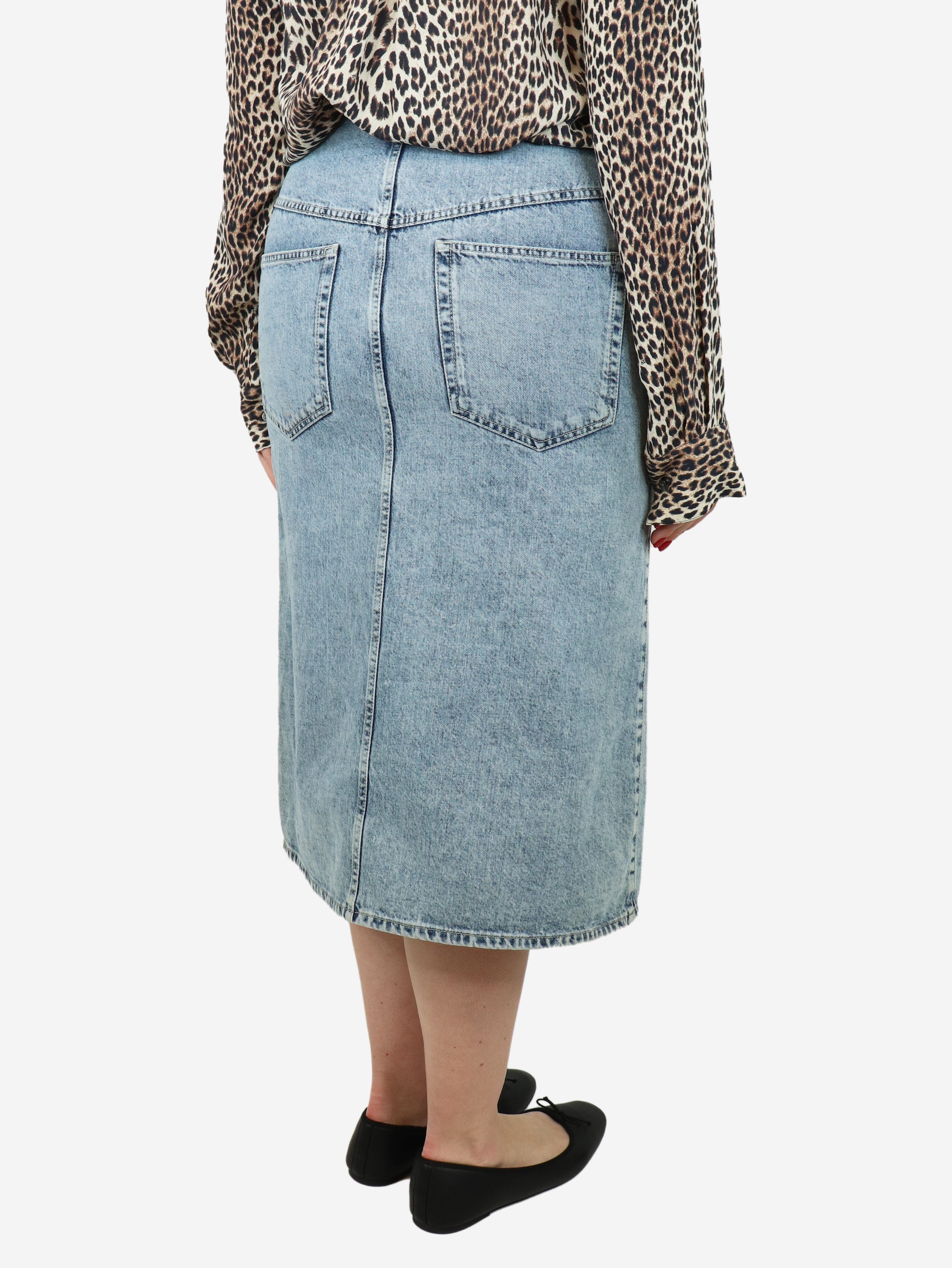 Blue washed denim midi skirt - size UK 14 - Image 3