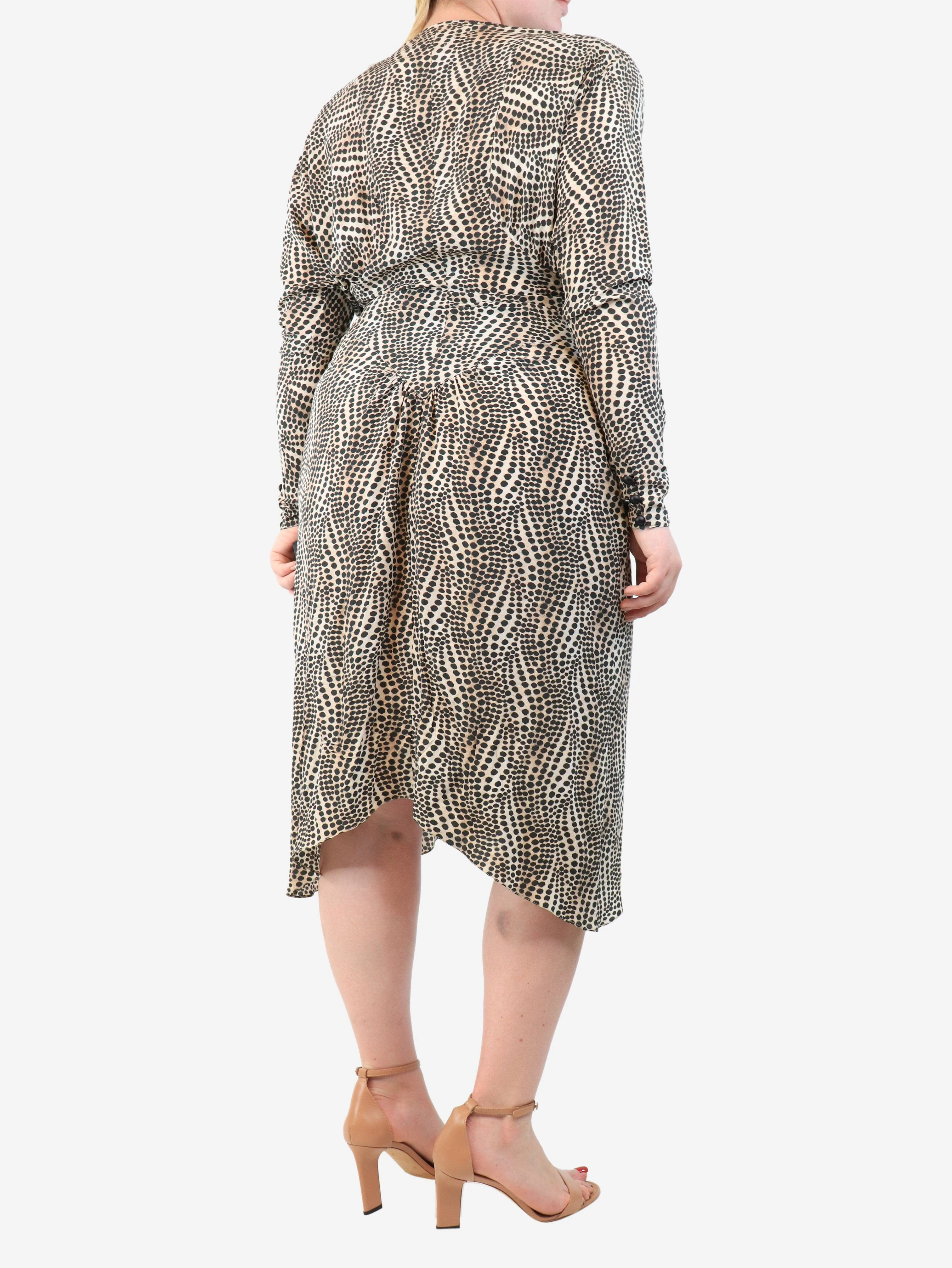 Cheetah print gathered midi dress - size UK 14 - Image 2