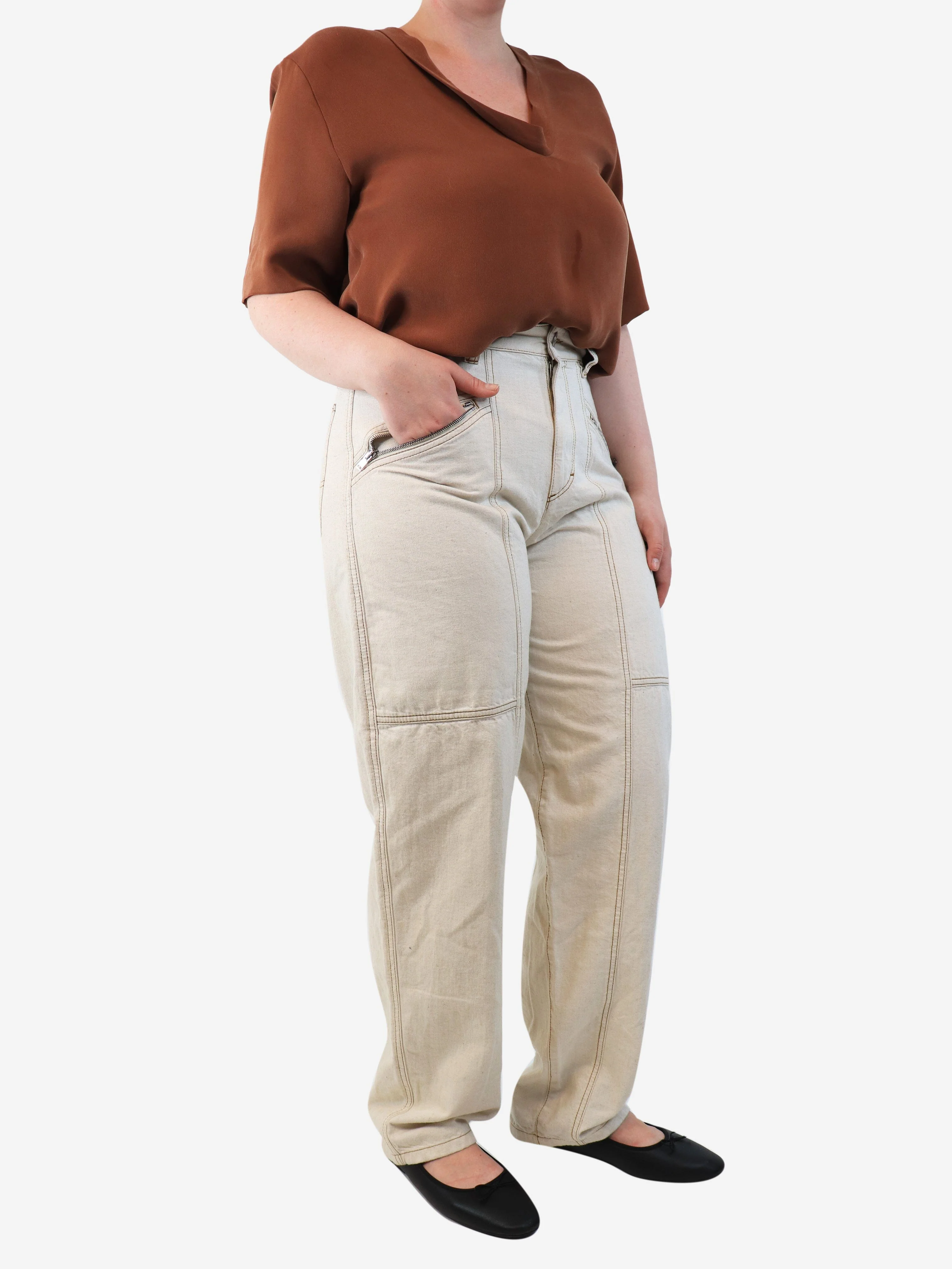 Cream Fanny jeans - size UK 12 - Image 2