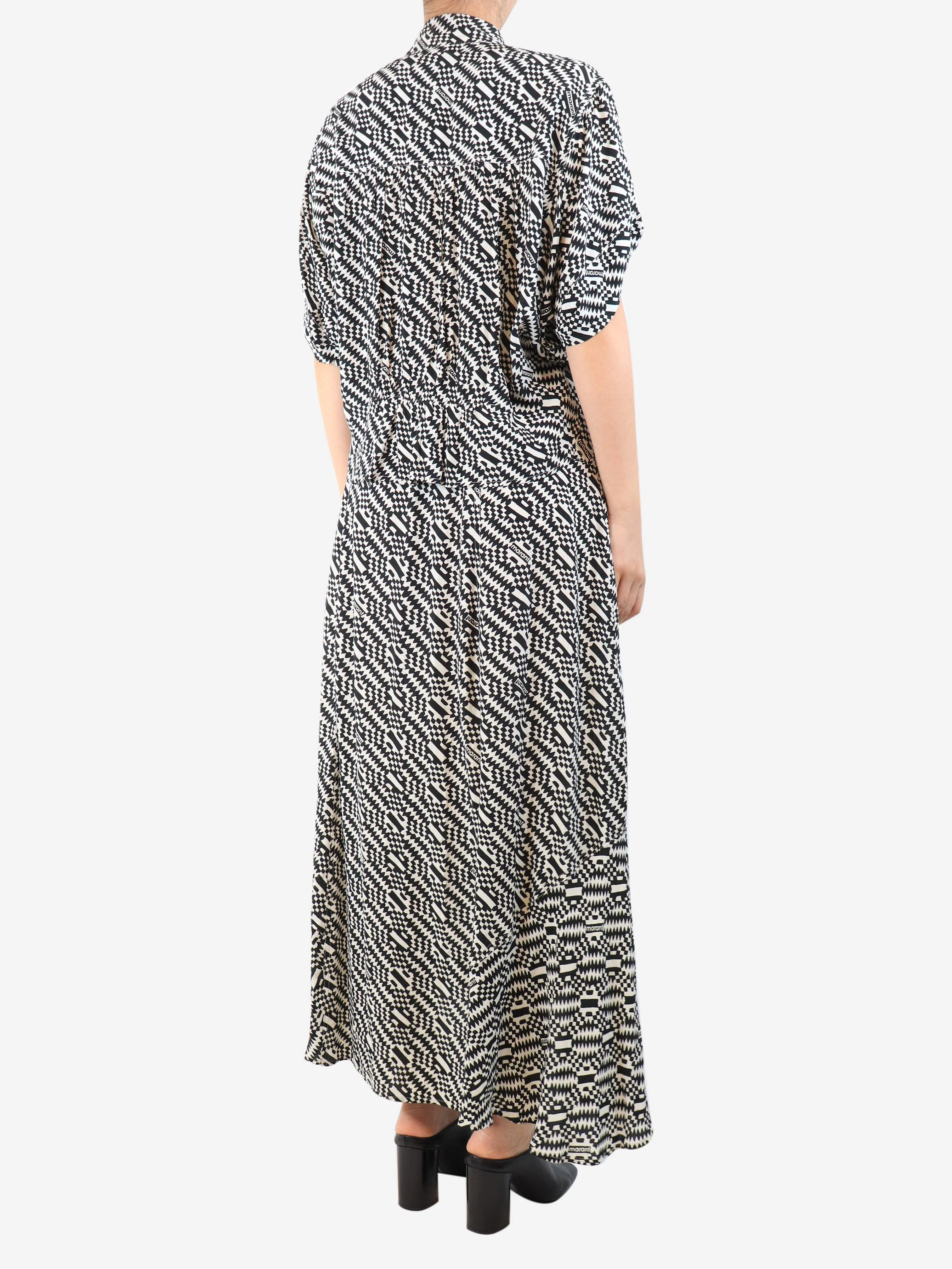Black and white geometric-print shirt and midi skirt - size UK 10 - Image 2