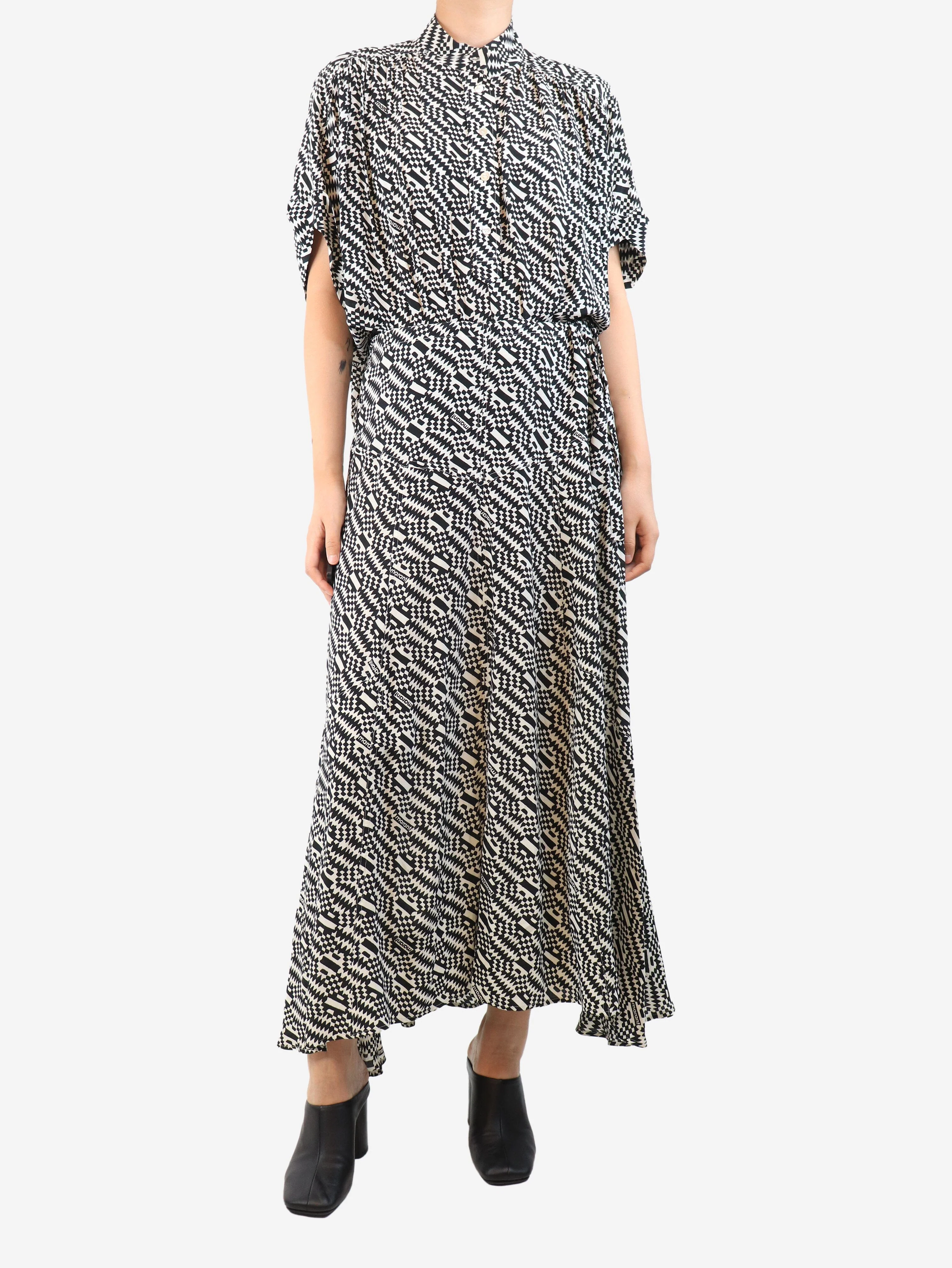Black and white geometric-print shirt and midi skirt - size UK 10 - Image 3
