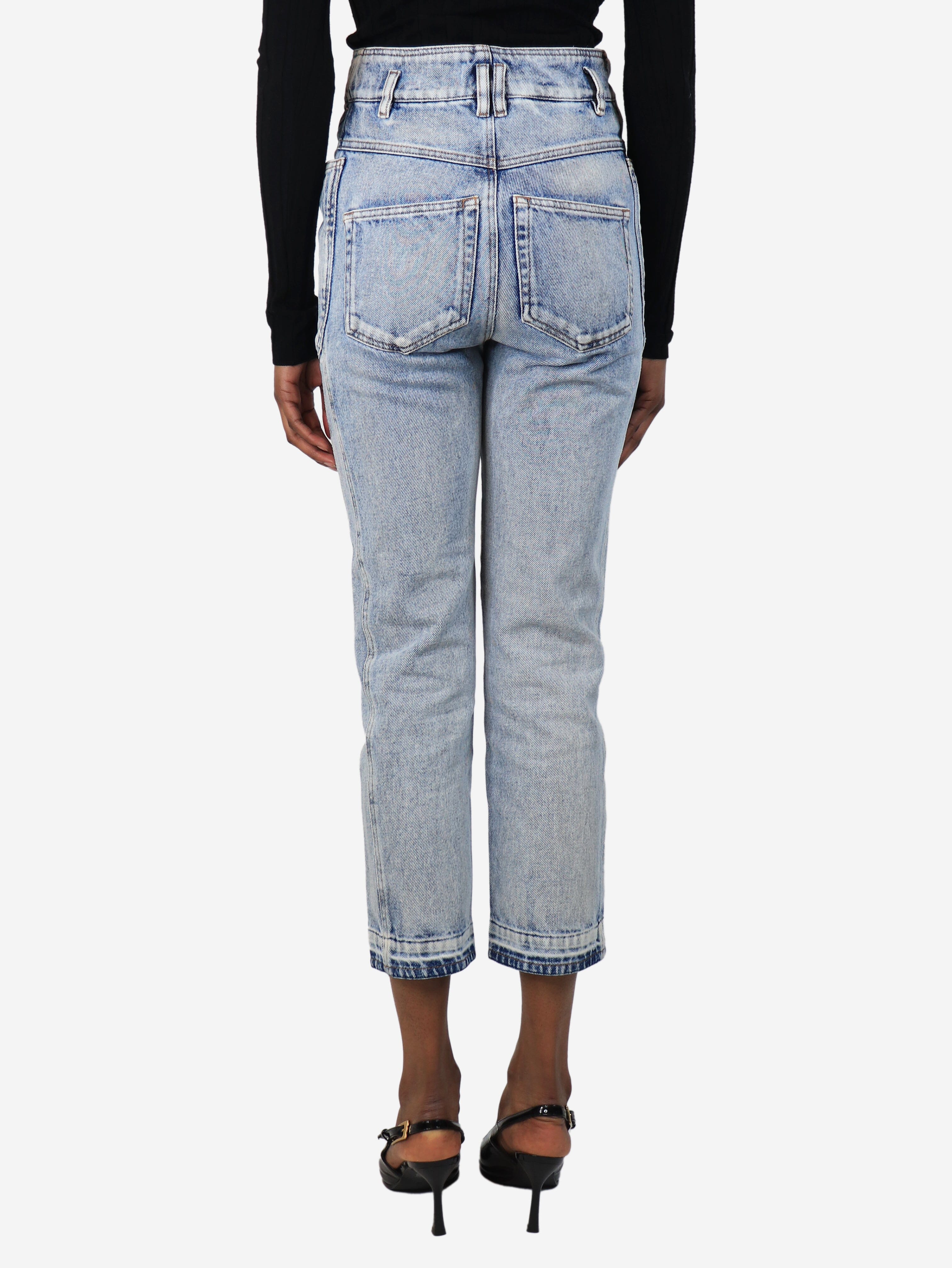 Blue bleached panel jeans - size UK 6 - Image 3