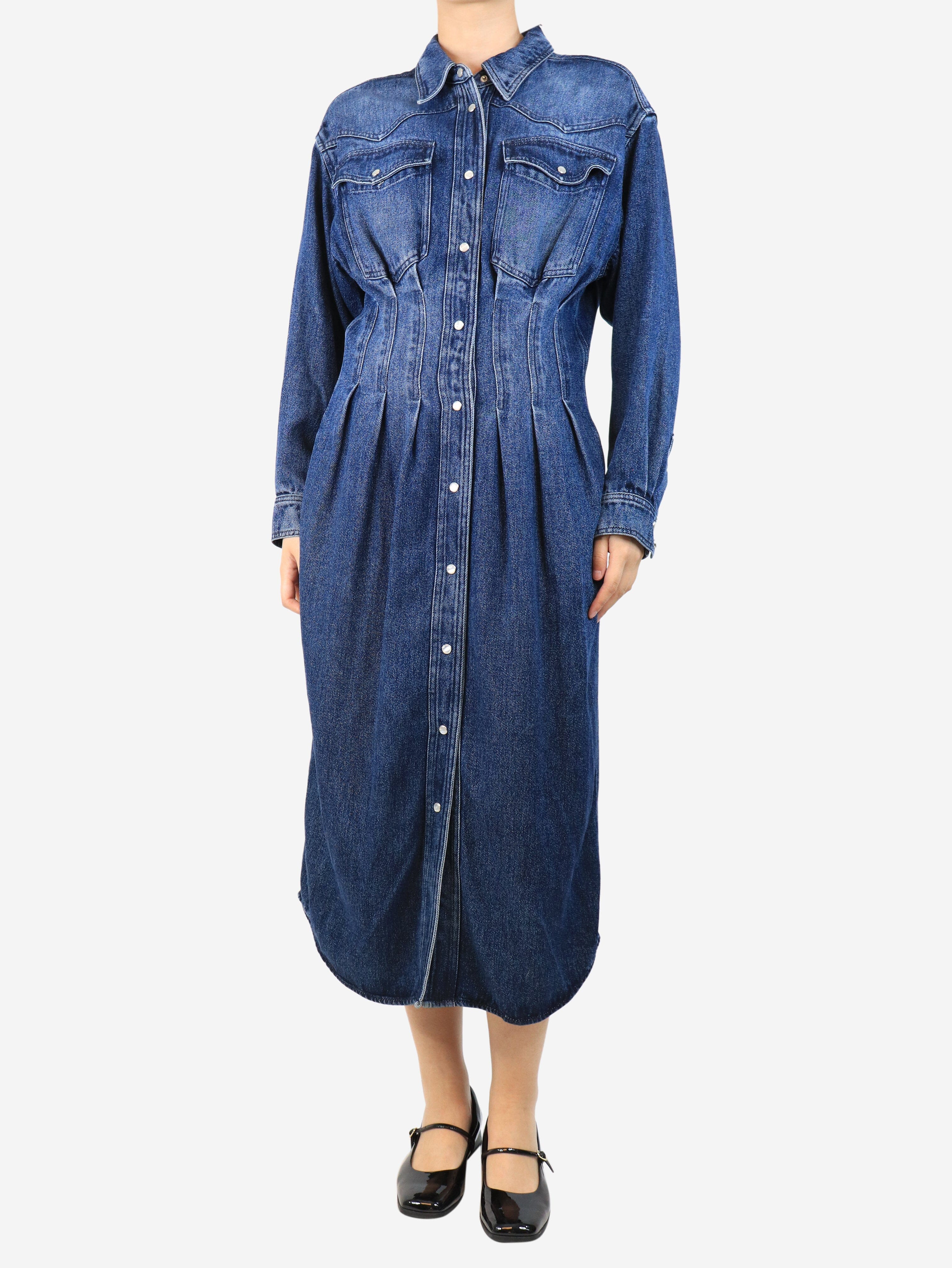 Blue Tomia denim midi dress - size UK 12