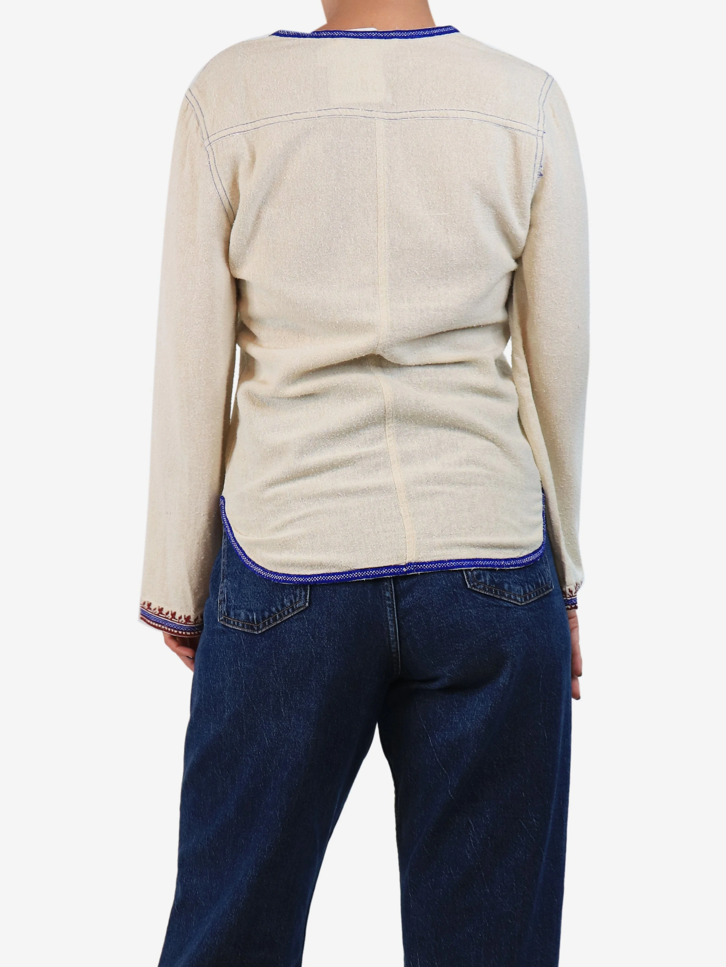 Cream embroidered blouse - size UK 10 - Image 2