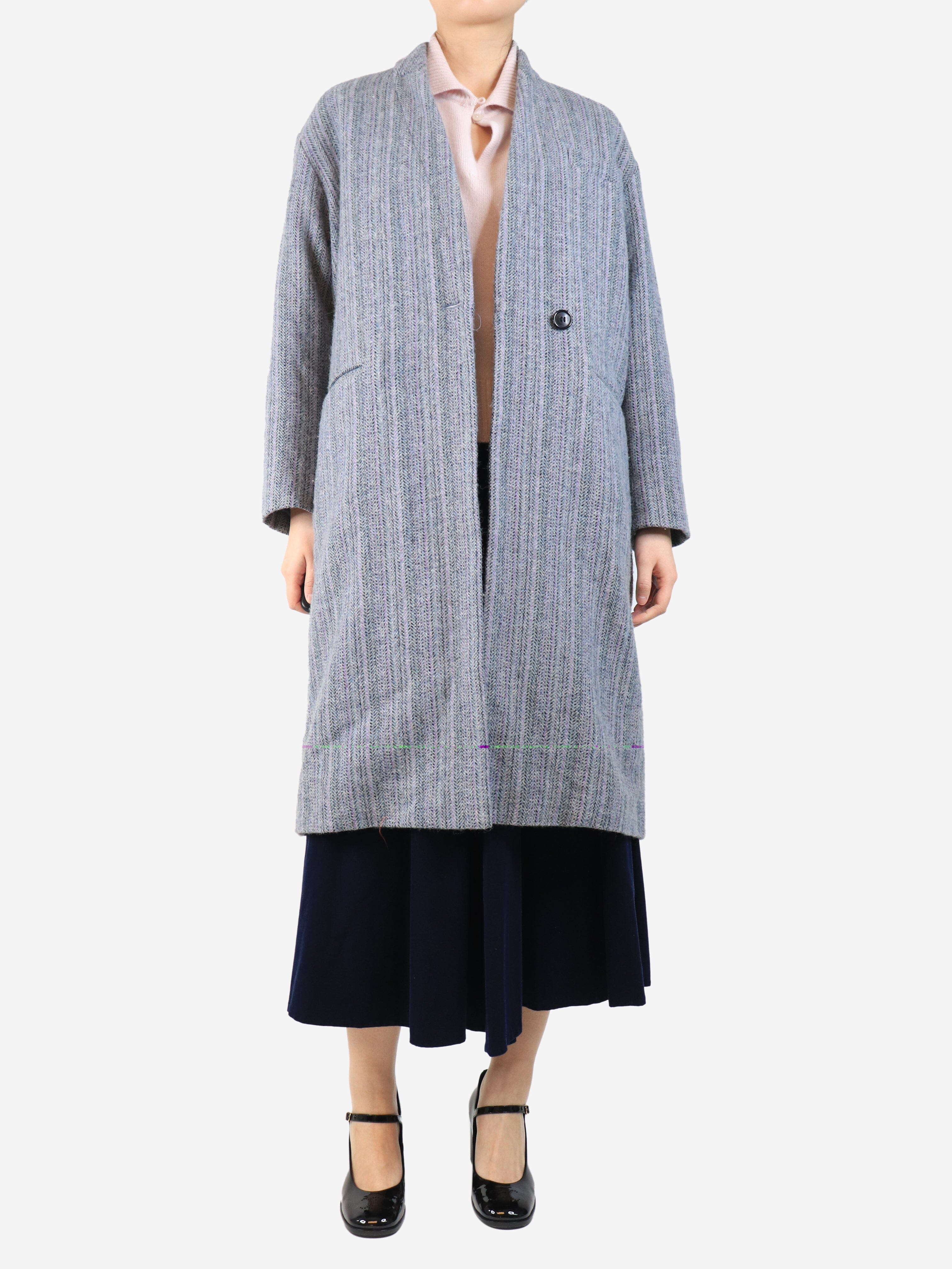 Grey Henlo wool coat - size UK 8 - Image 3