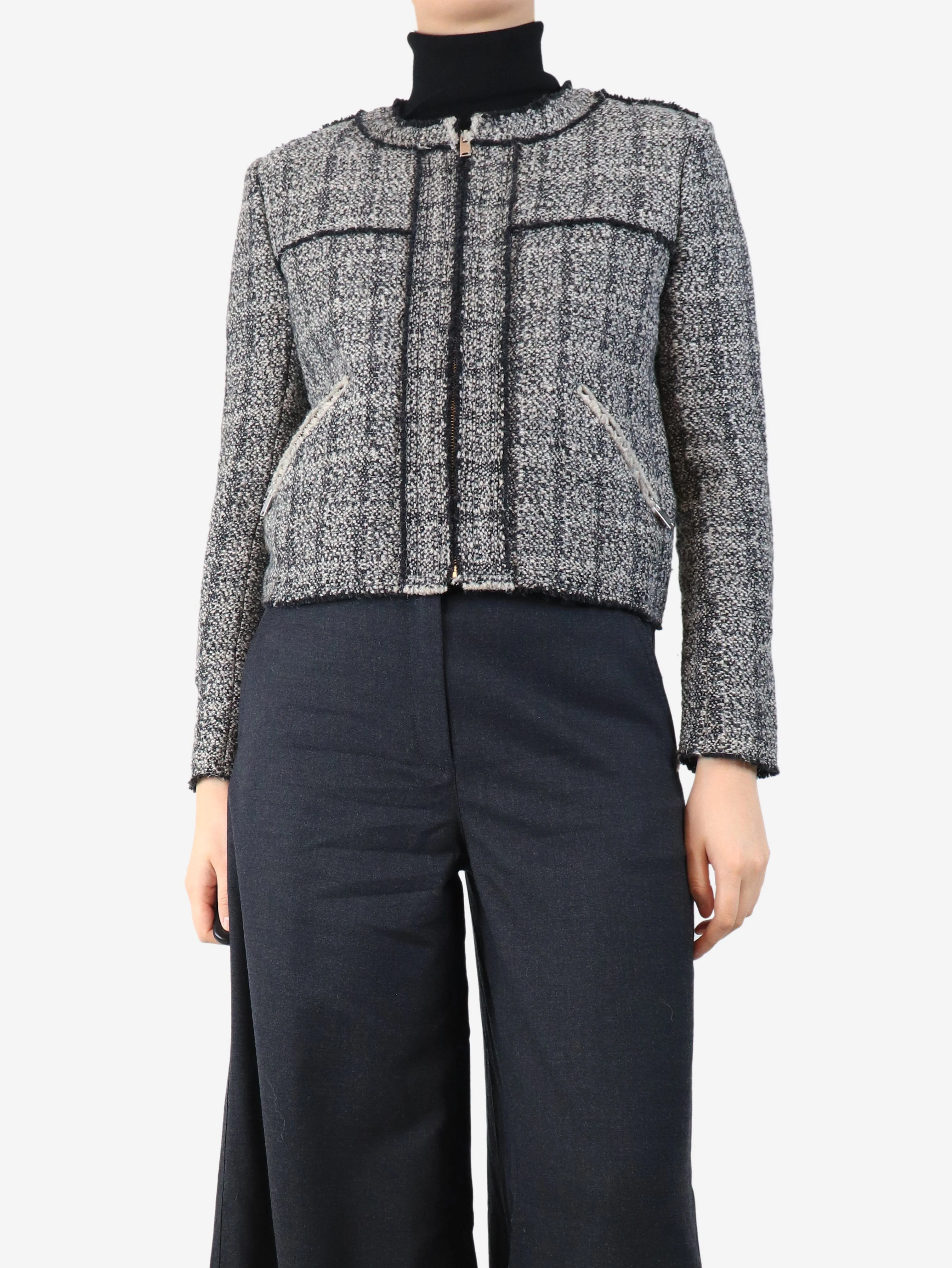 Grey woven jacket - size UK 8