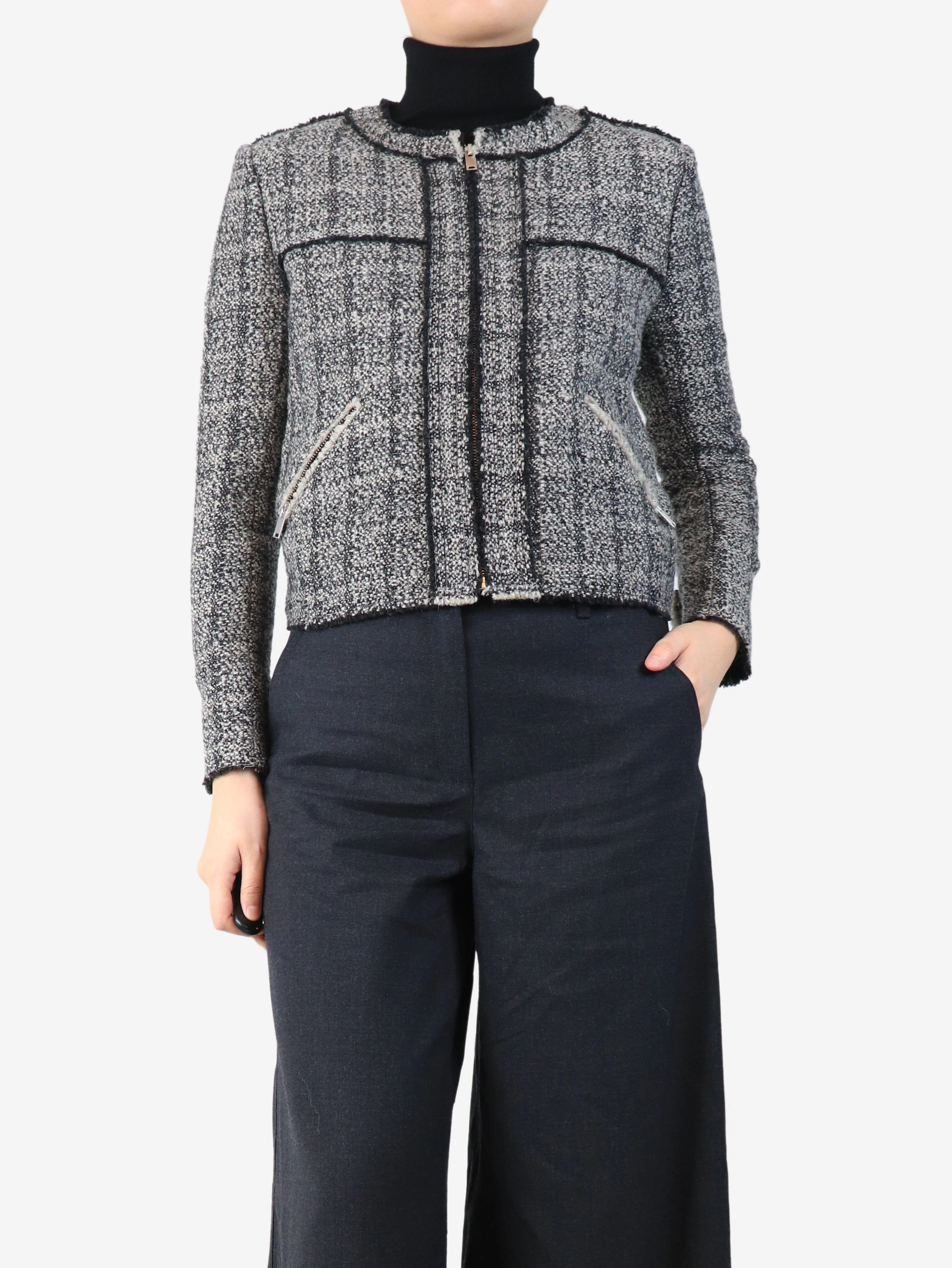 Grey woven jacket - size UK 8 - Image 3
