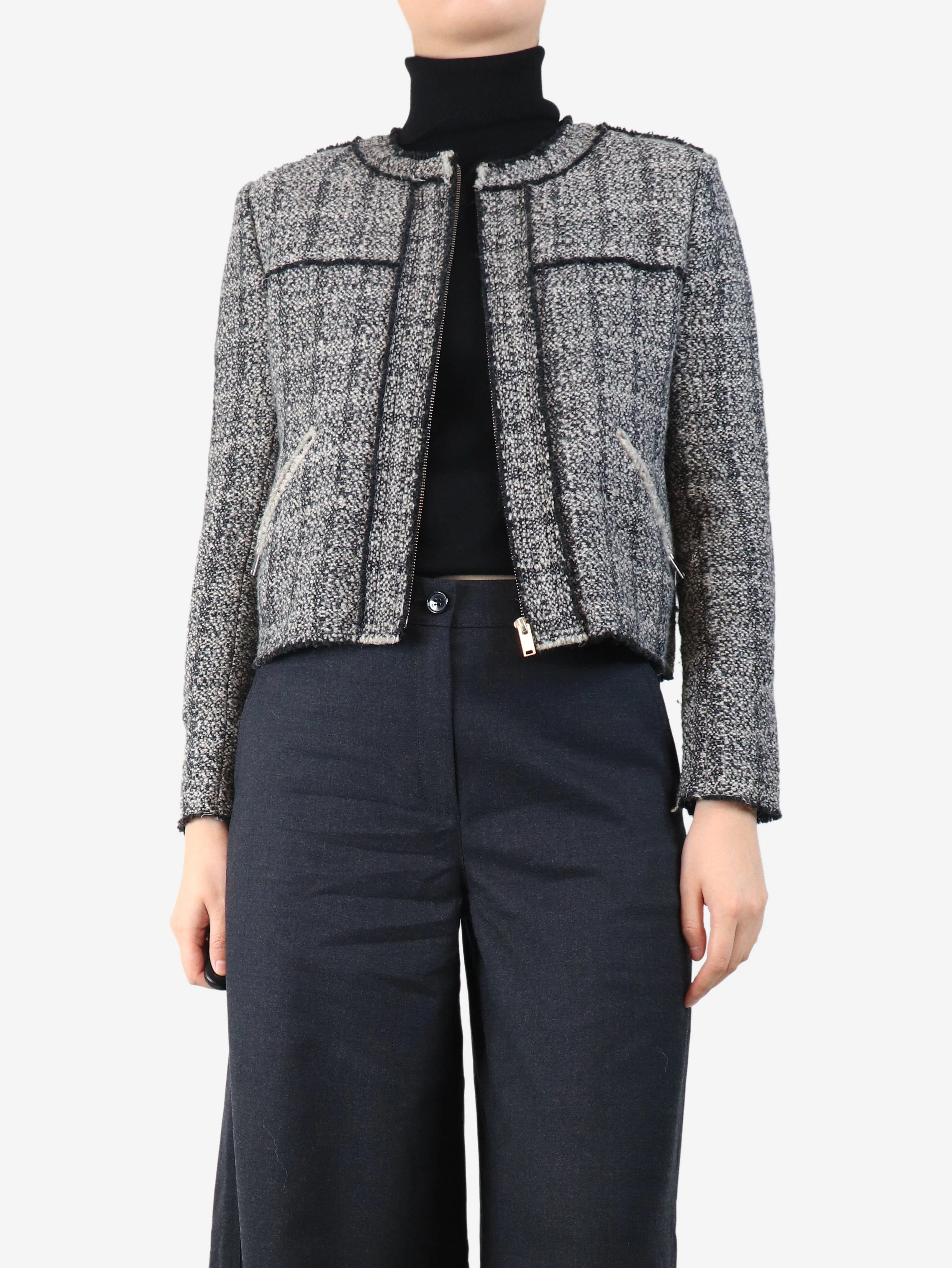 Grey woven jacket - size UK 8 - Image 4
