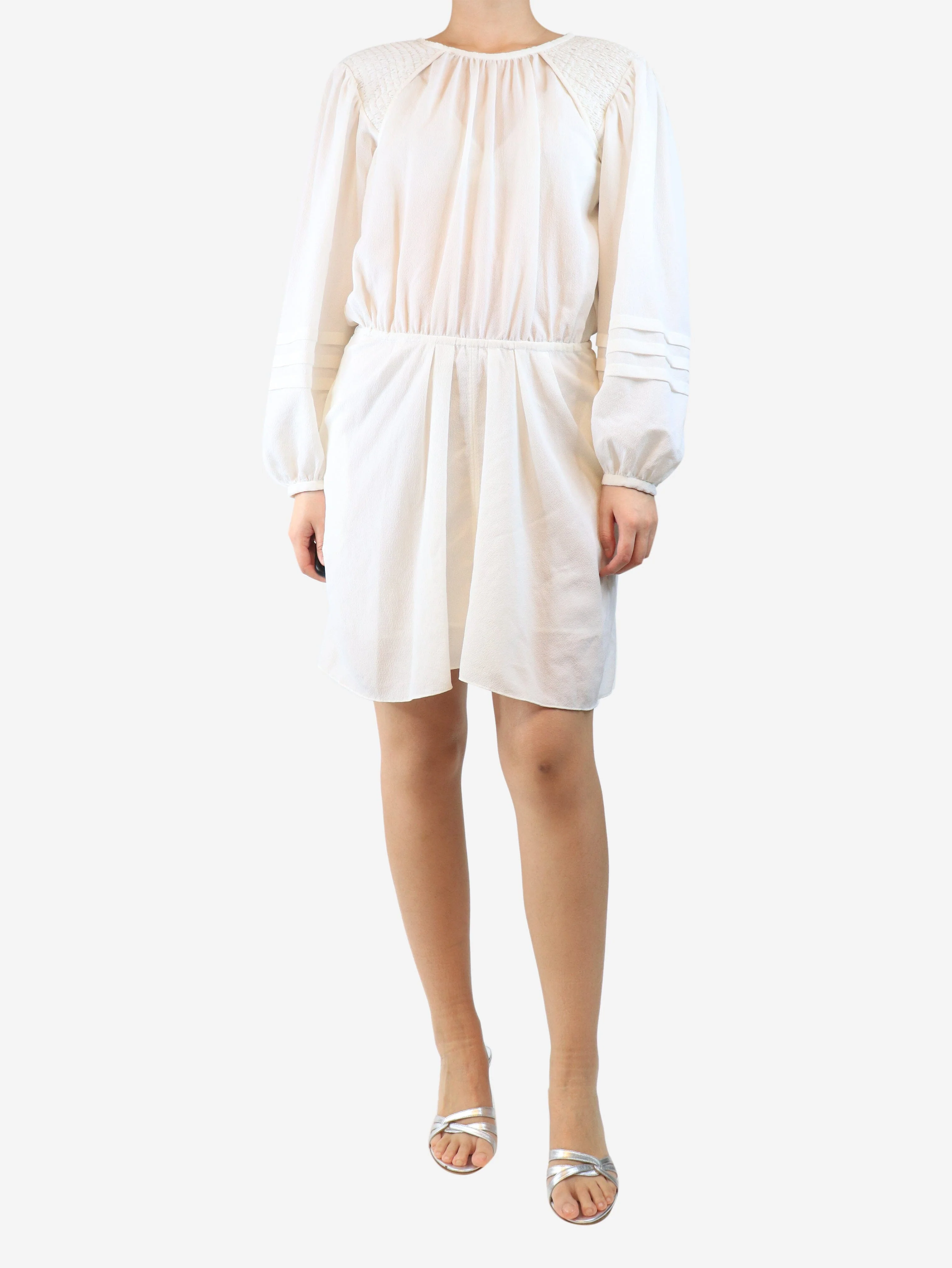 Ivory crepe mini dress - size UK 10