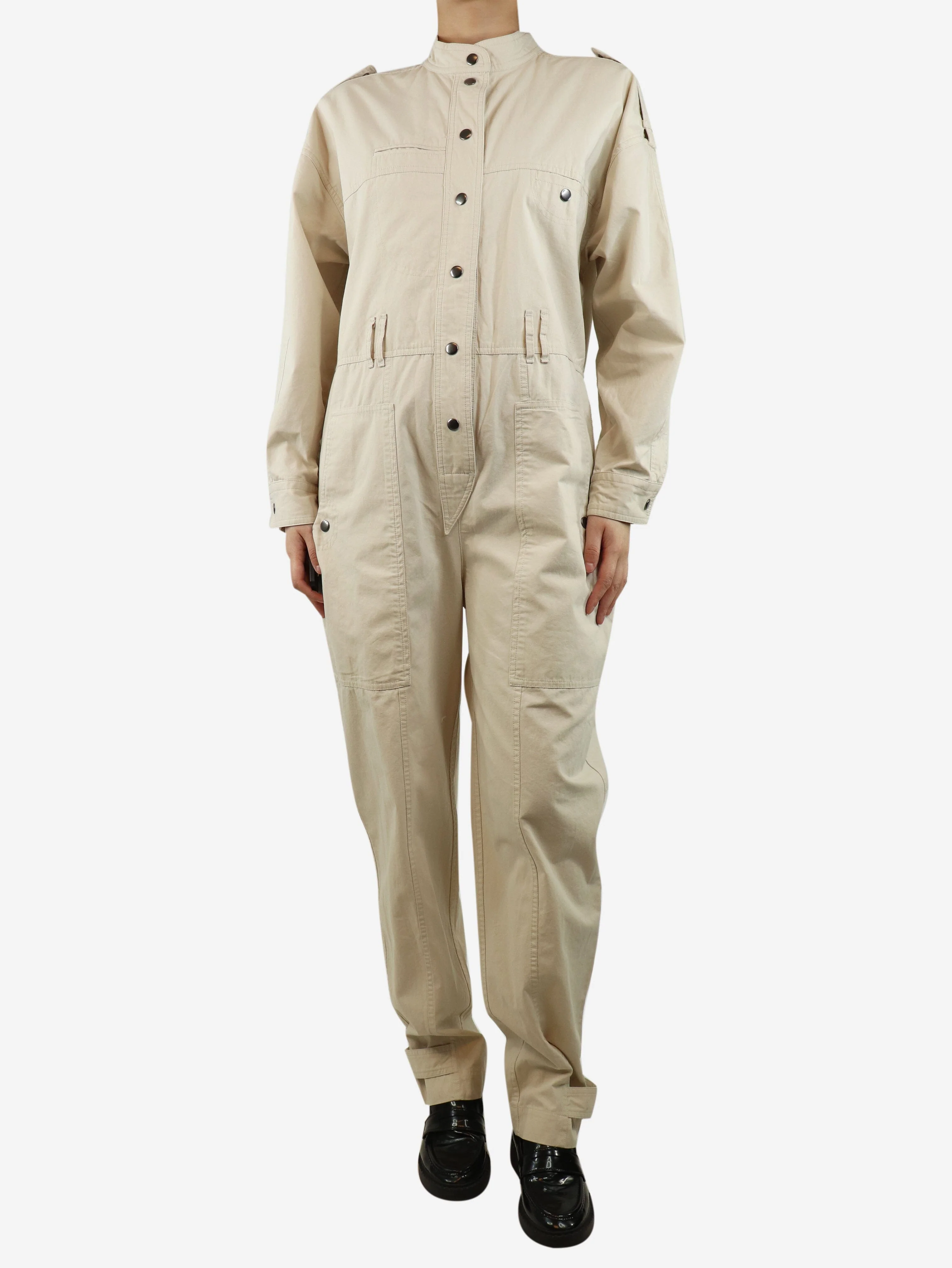 Ivory Ruthel belted cotton jumpsuit - size UK 10