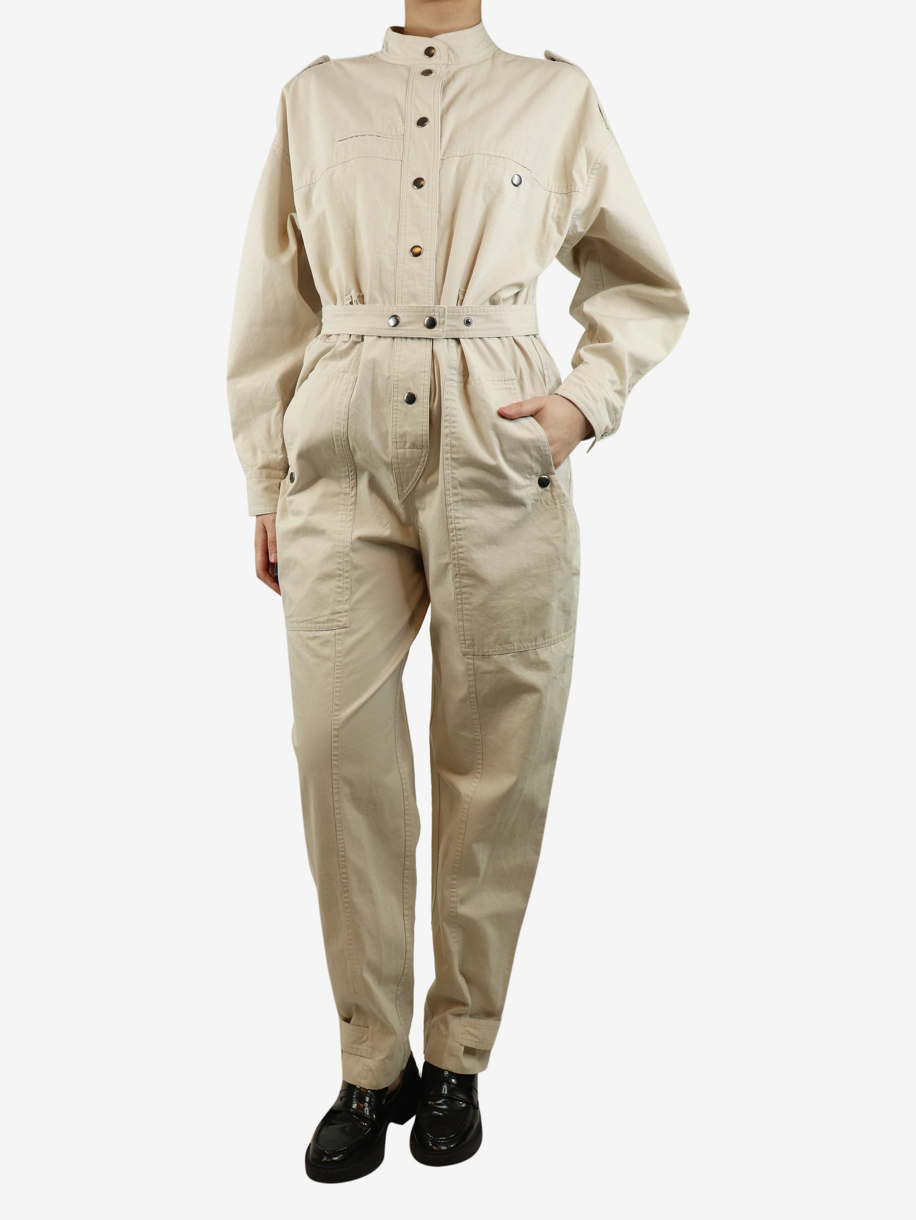 Ivory Ruthel belted cotton jumpsuit - size UK 10 - Image 3
