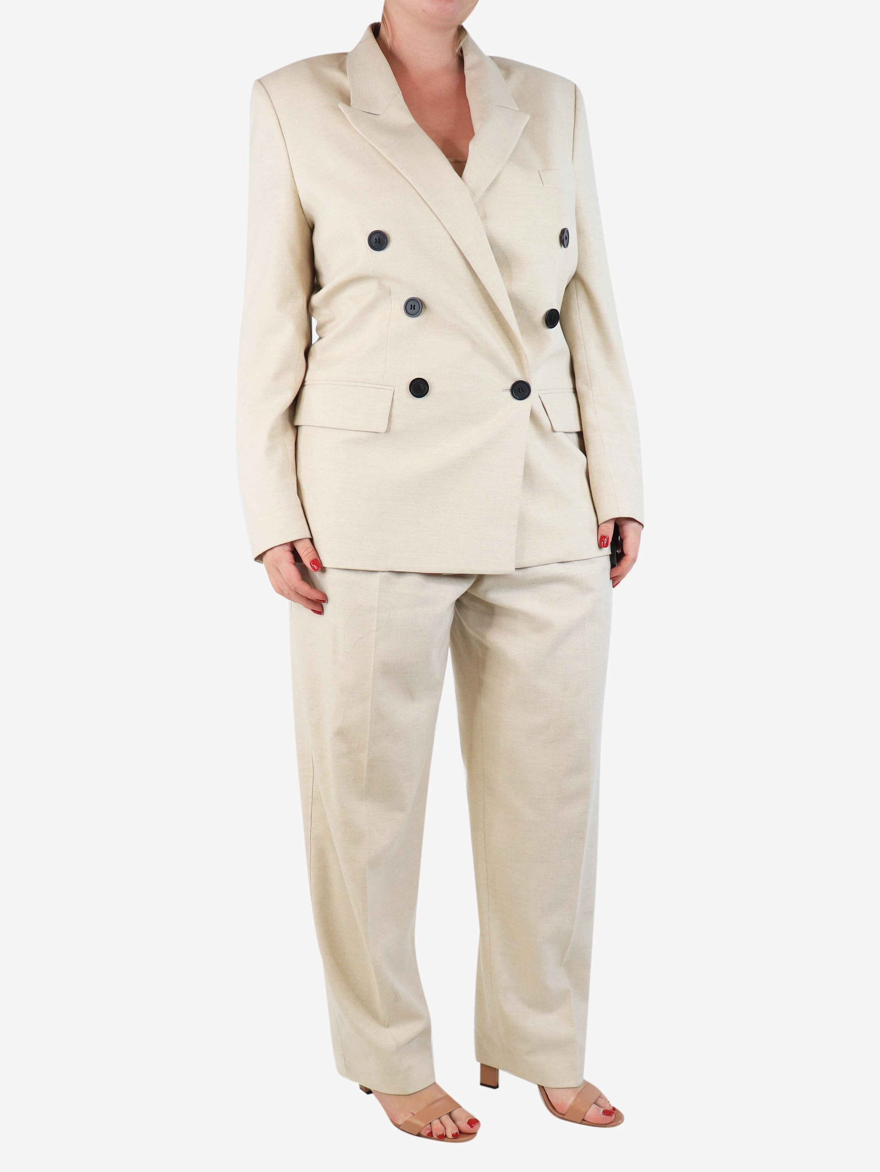 Neutral blazer and trousers set - size UK 12 - Image 3