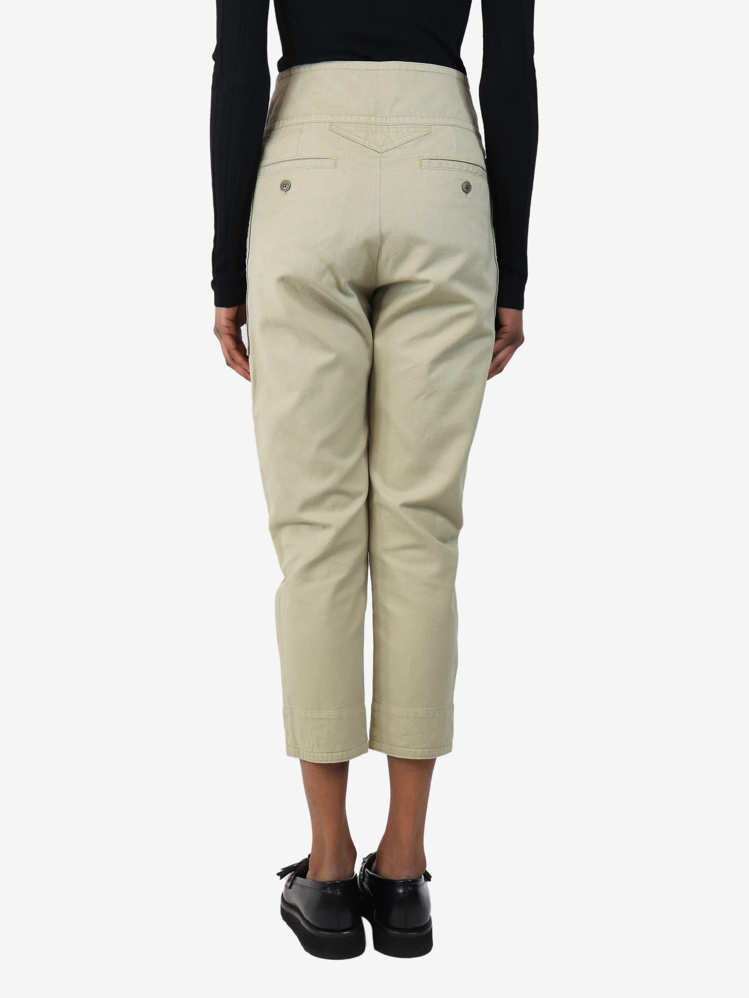 Neutral cotton-blend trousers - size UK 6 - Image 3