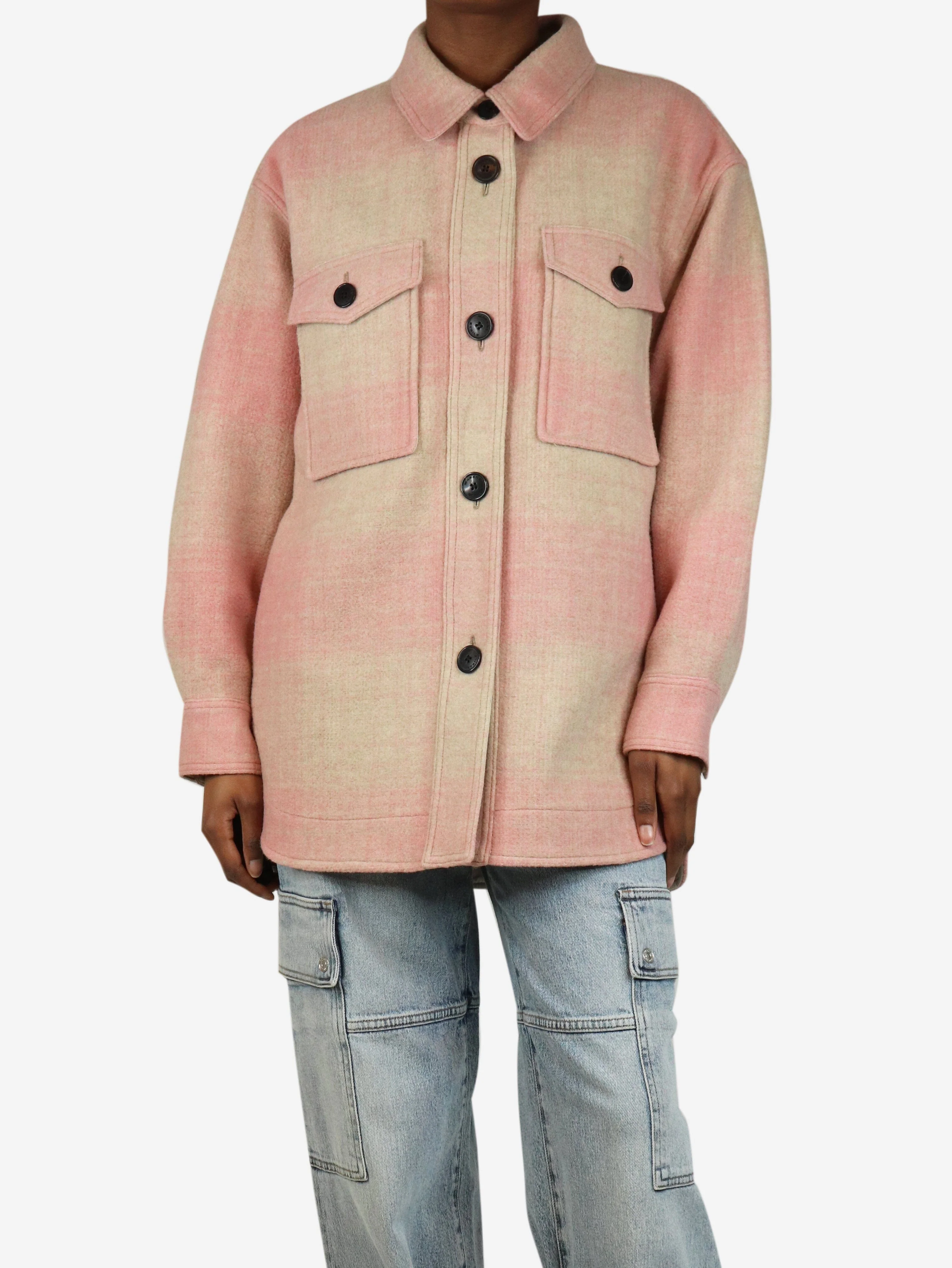 Pink plaid shacket - size UK 6