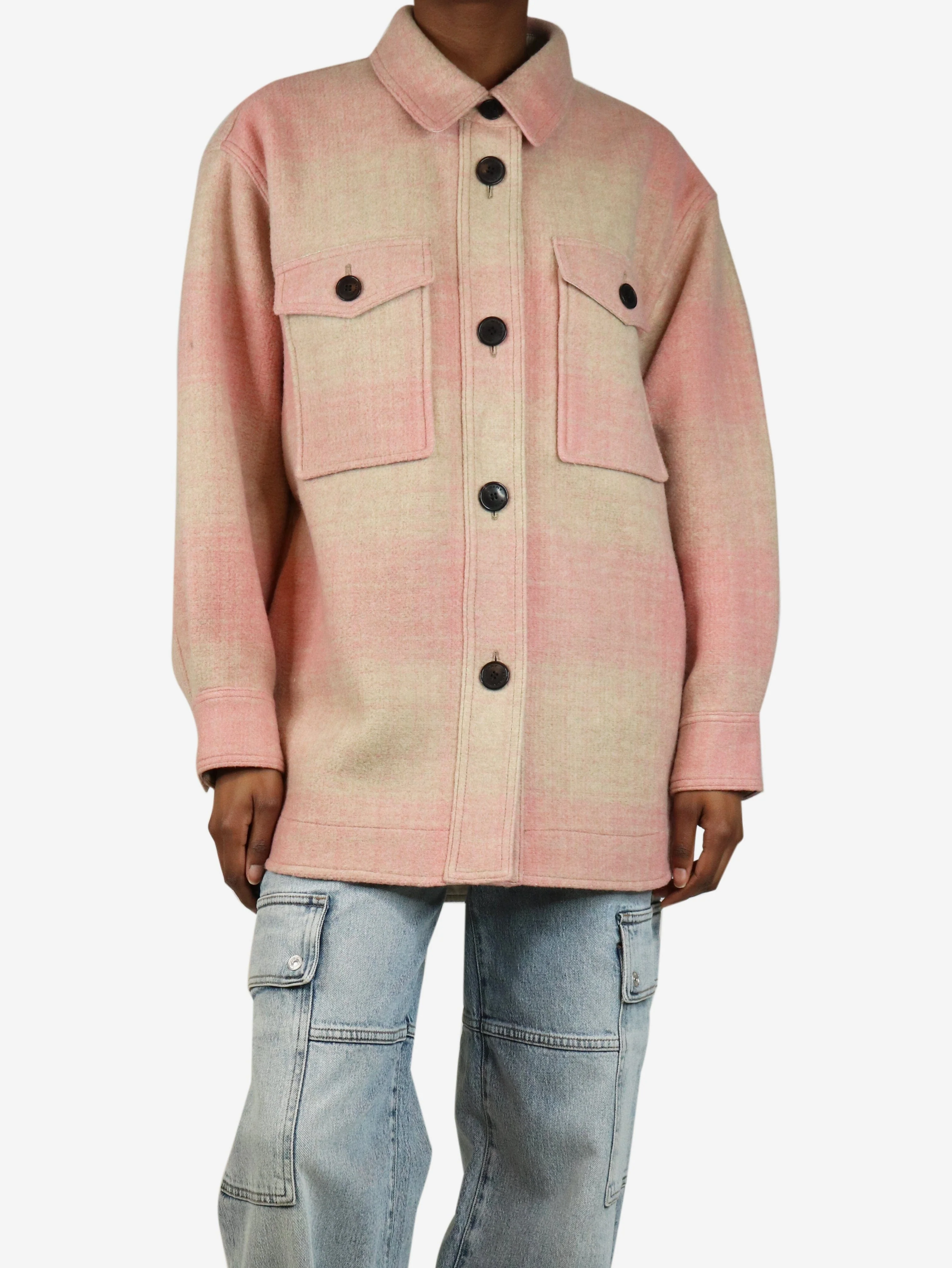 Pink plaid shacket - size UK 6 - Image 3