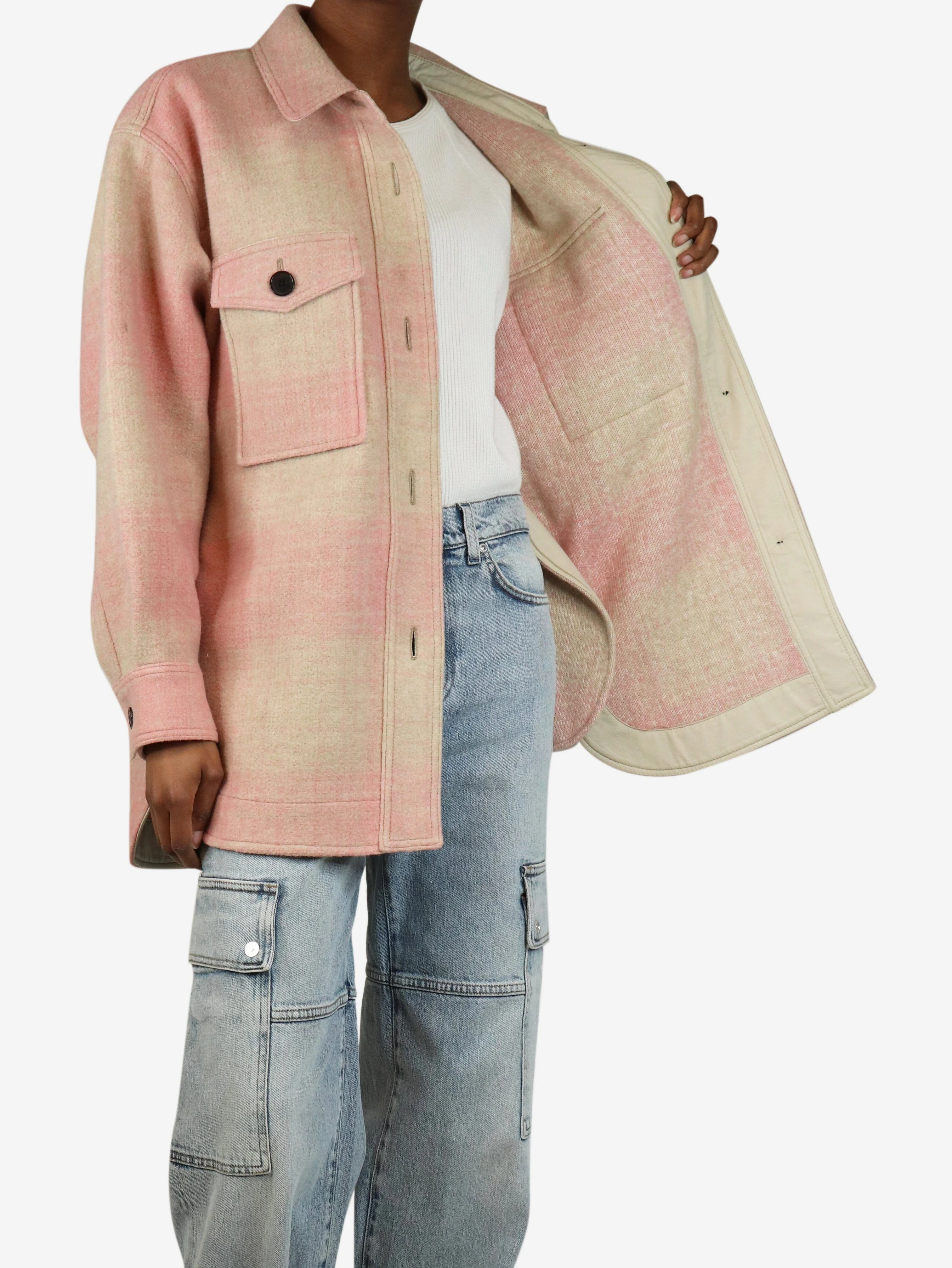 Pink plaid shacket - size UK 6 - Image 4
