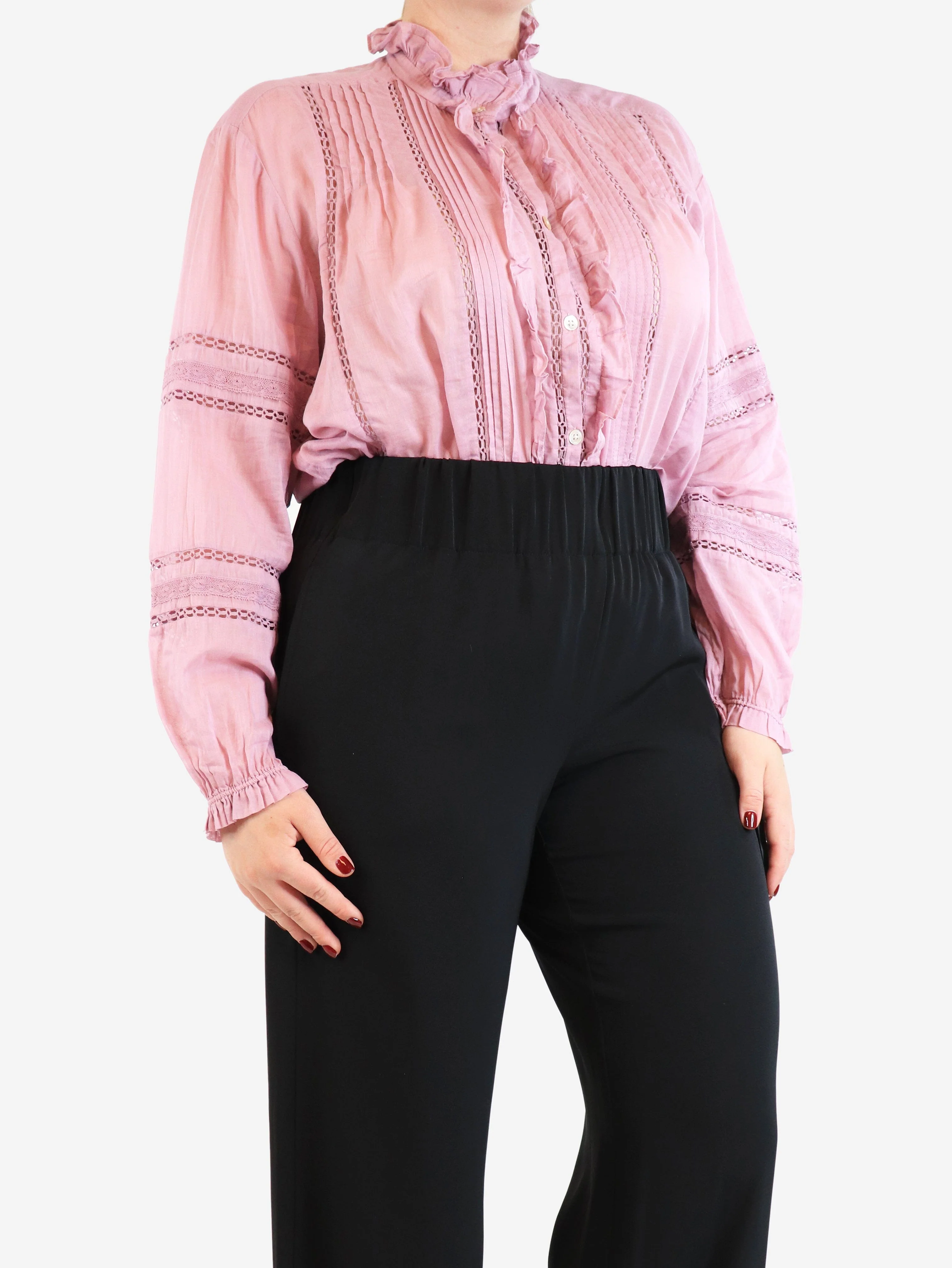 Purple lace blouse - size UK 12 - Image 3