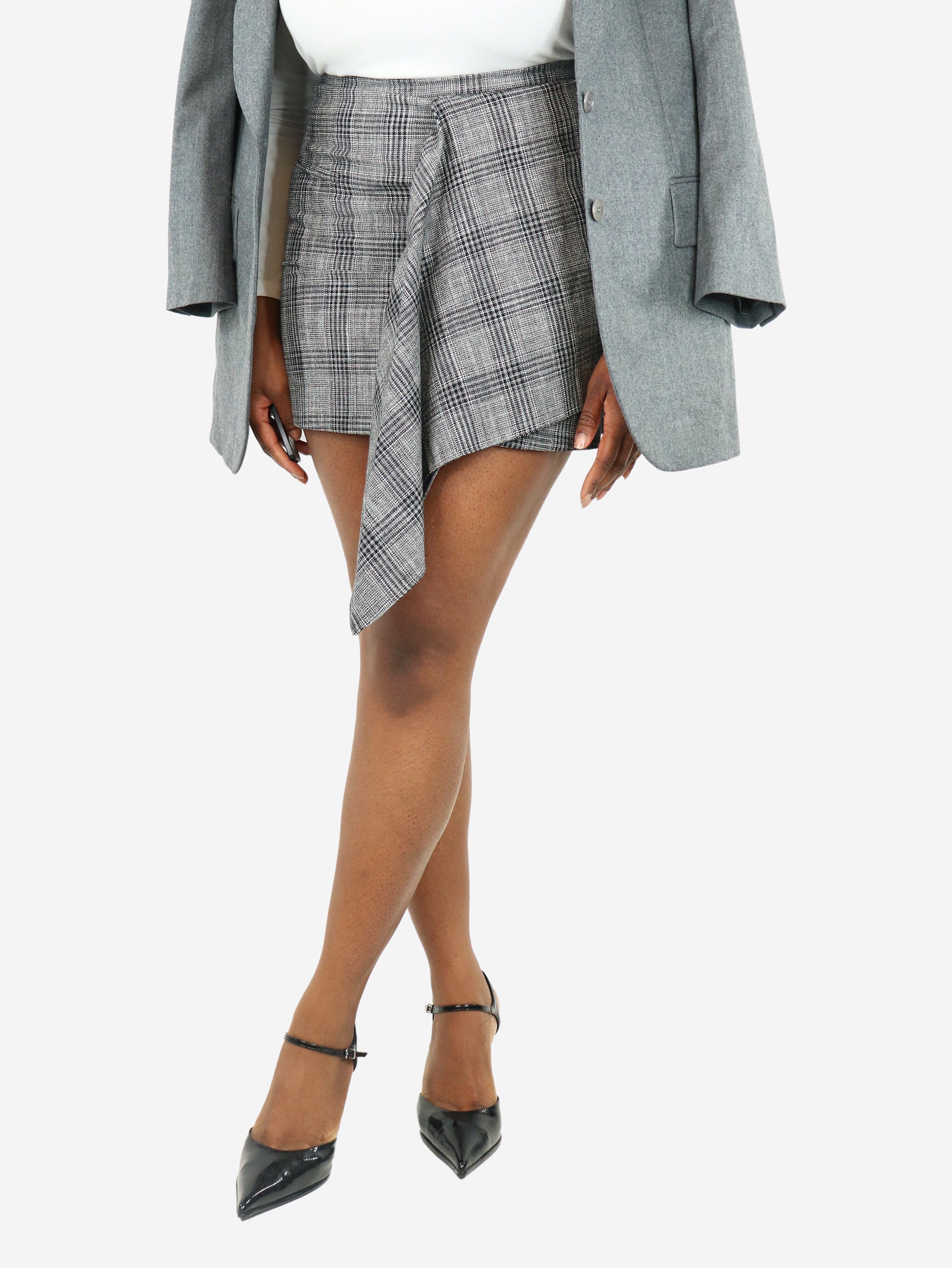 Grey plaid mini skirt - size UK 12 - Image 3