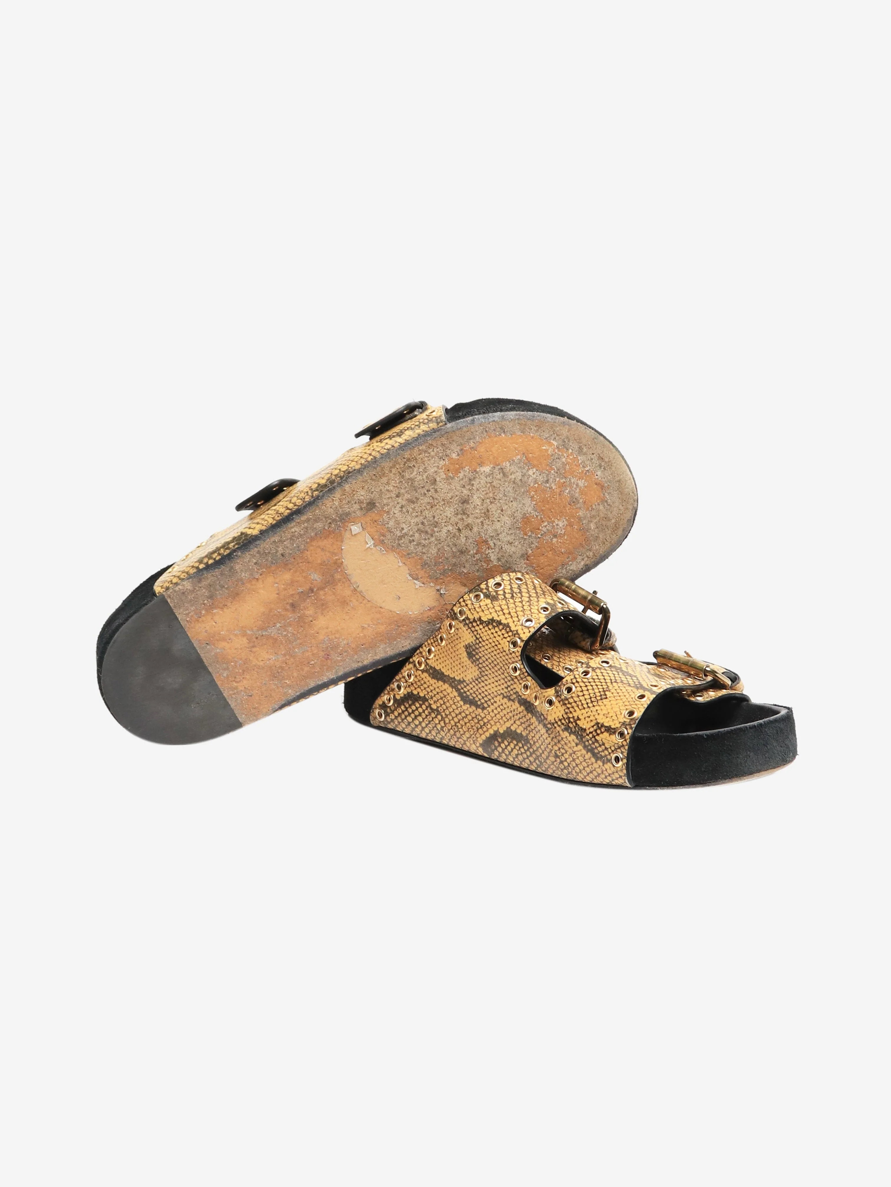 Mustard Lennyo snake-print eyelet sandals - size EU 38 - Image 5