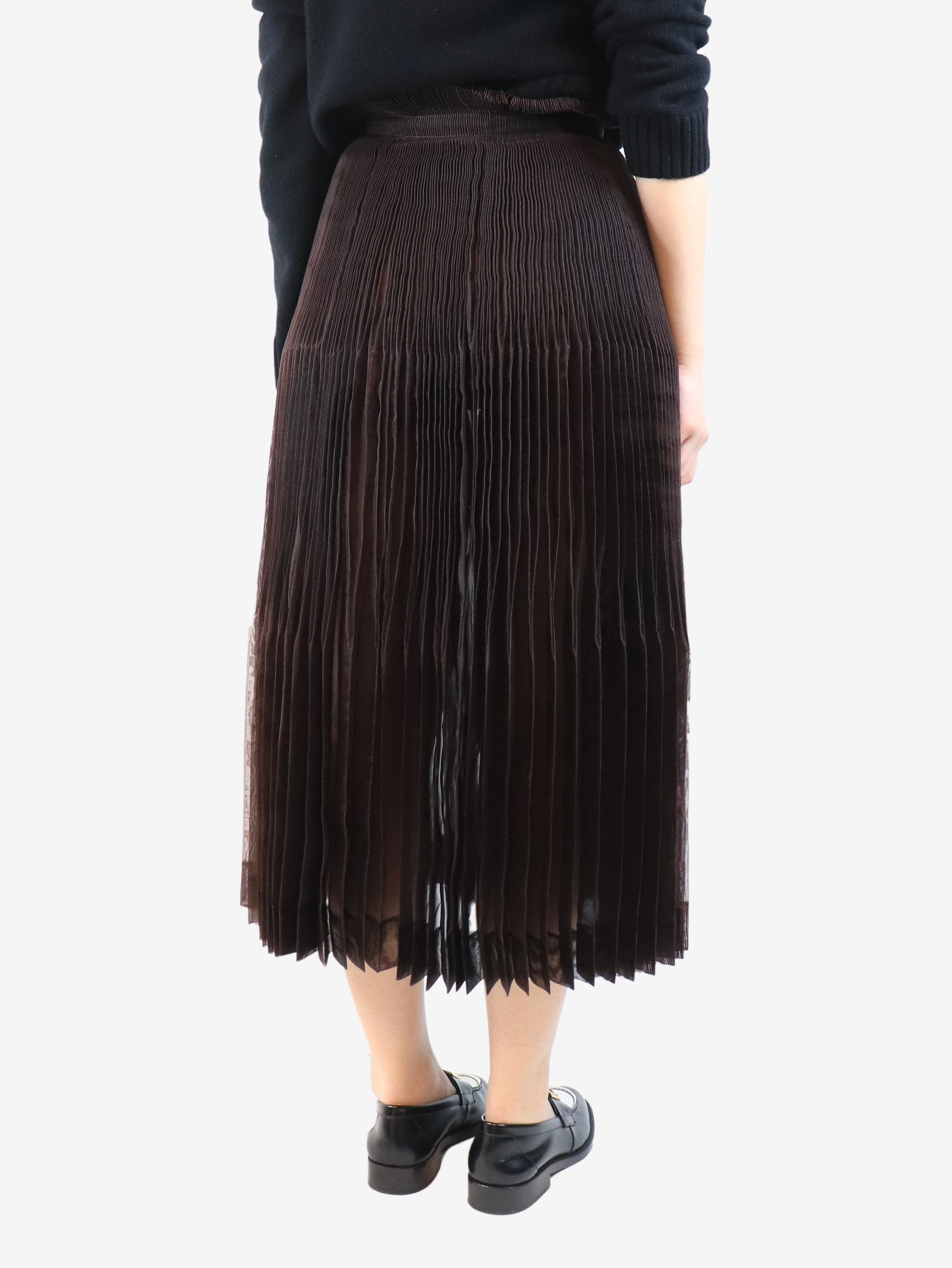 Brown pleated midi skirt - size S - Image 3