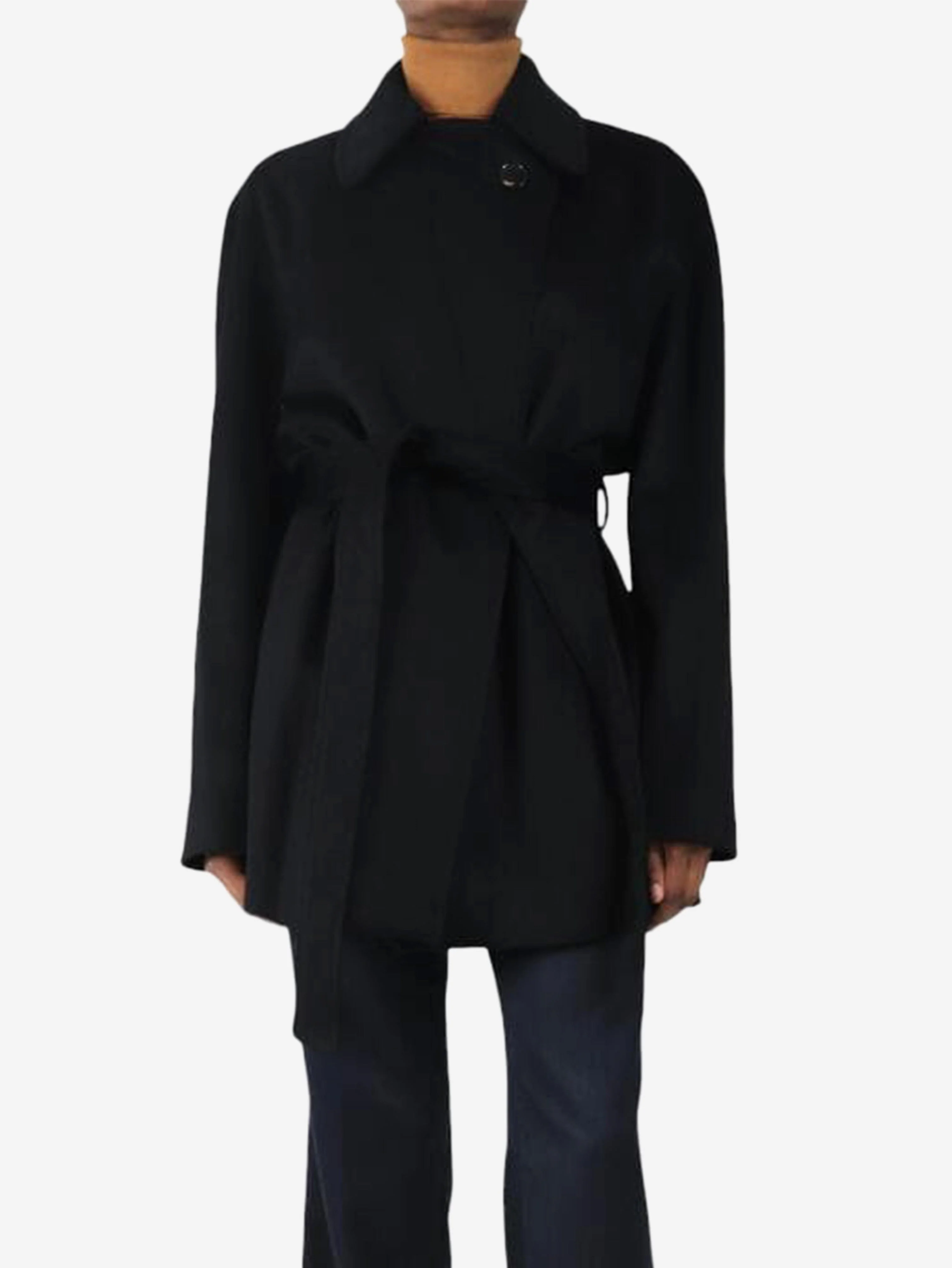 Emma black wool coat - size UK 14
