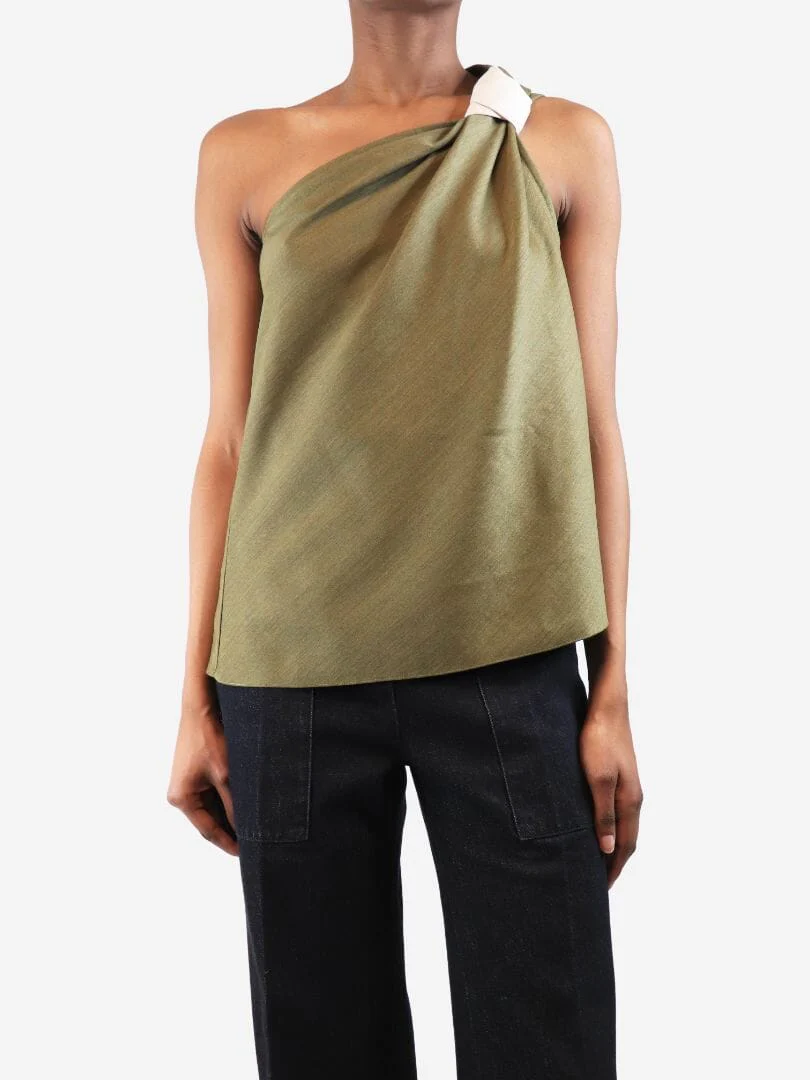Green Maude one-shoulder top - size UK 14