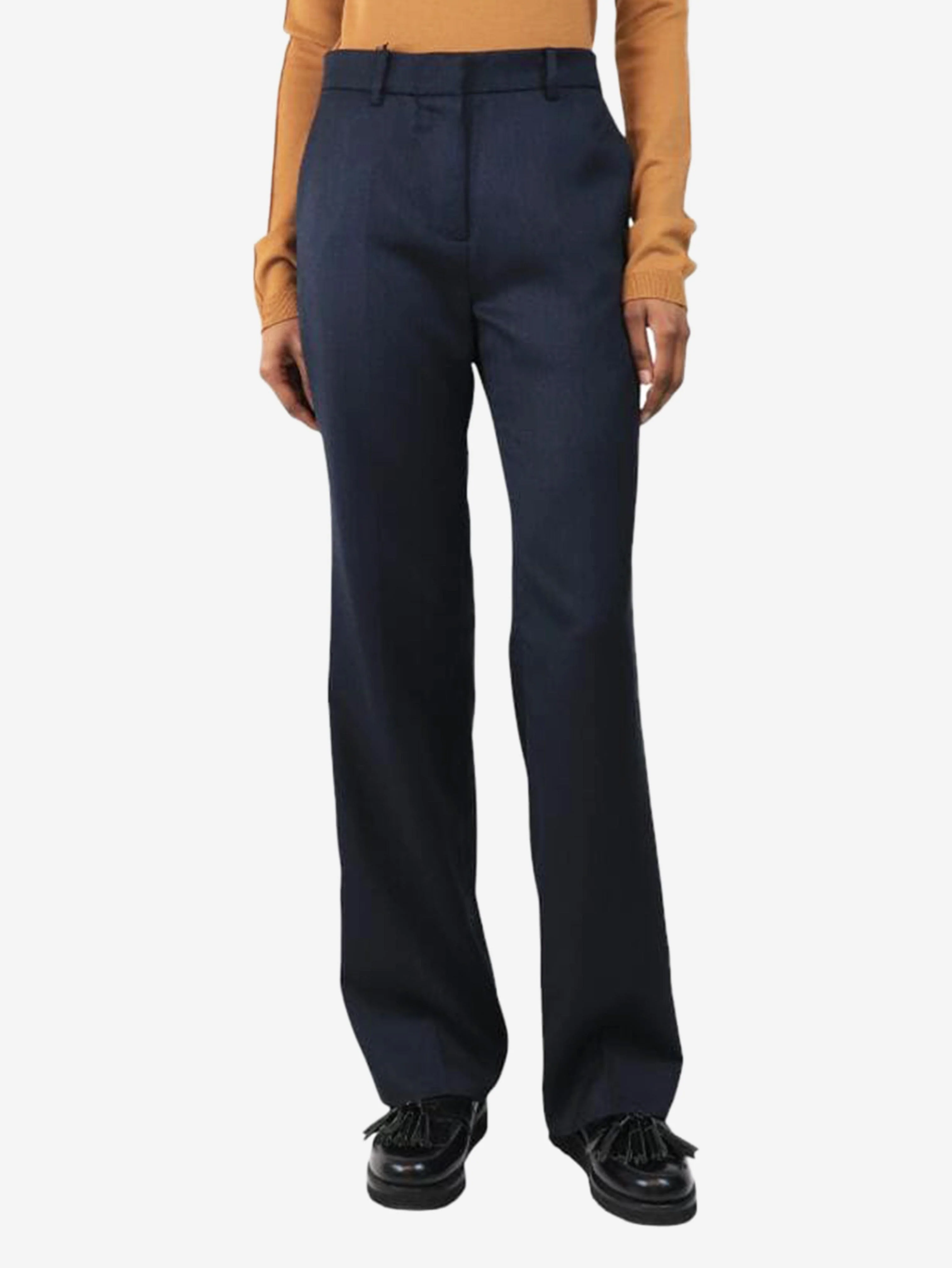 Navy Marlene wool trousers - size UK 14