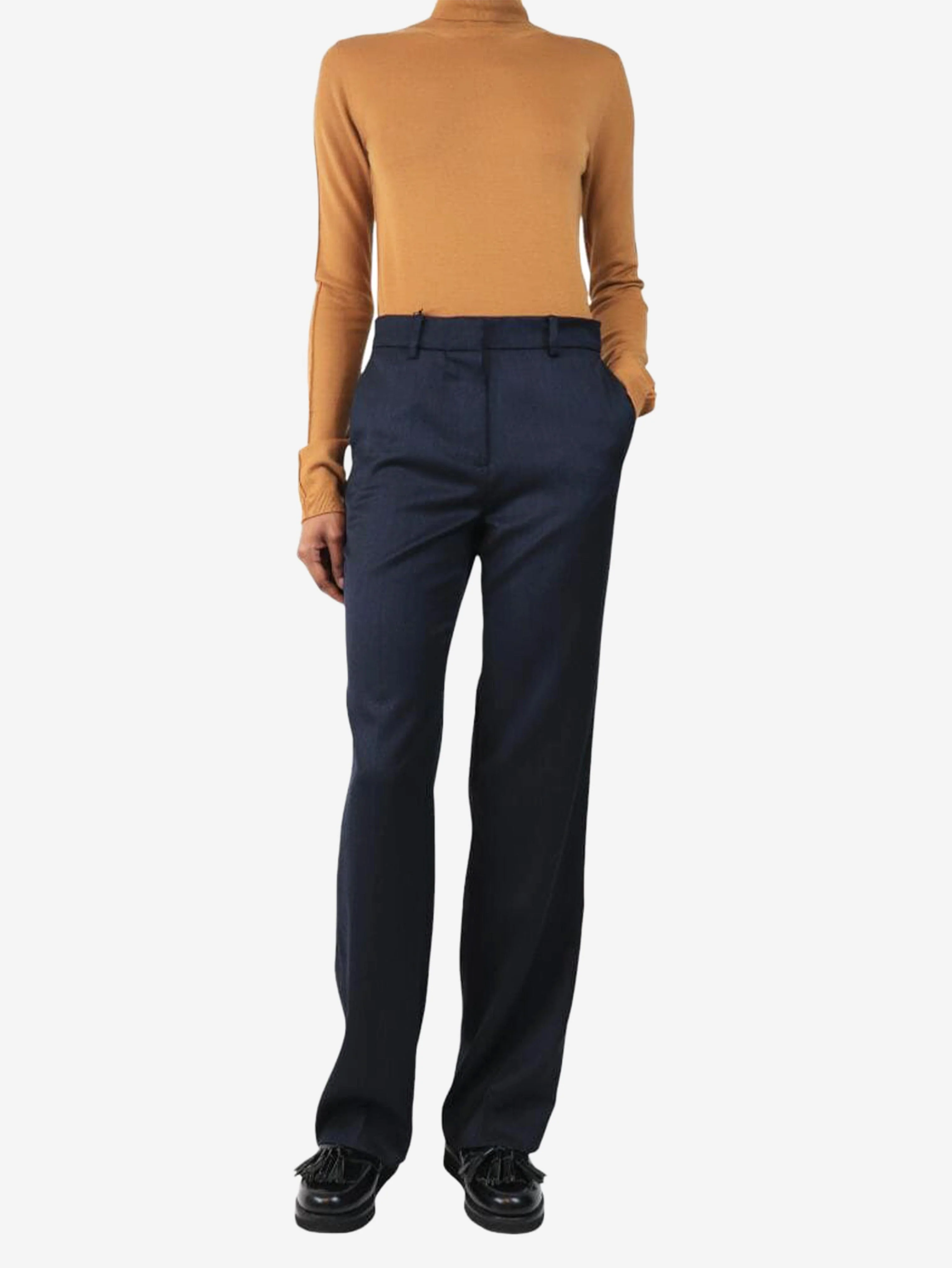Navy Marlene wool trousers - size UK 14 - Image 2