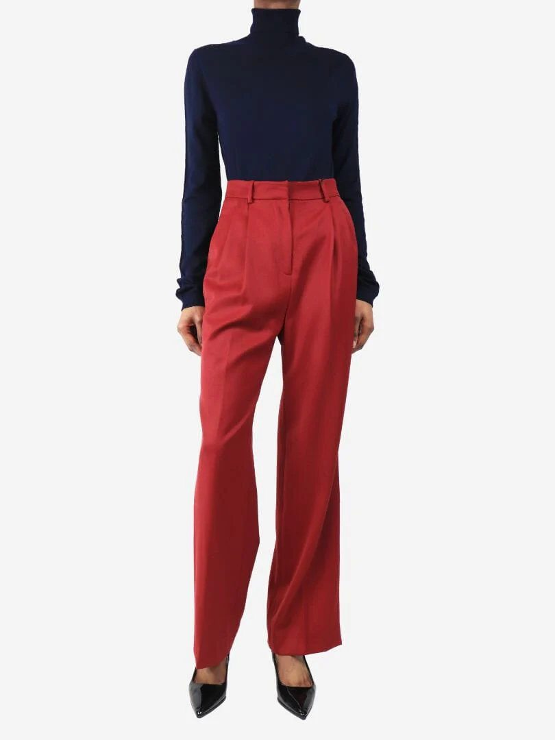 Red Stanley wool trousers - size UK 10 - Image 2