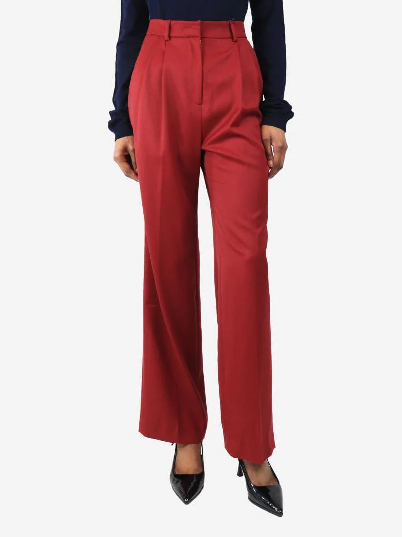 Red Stanley wool trousers - size UK 12