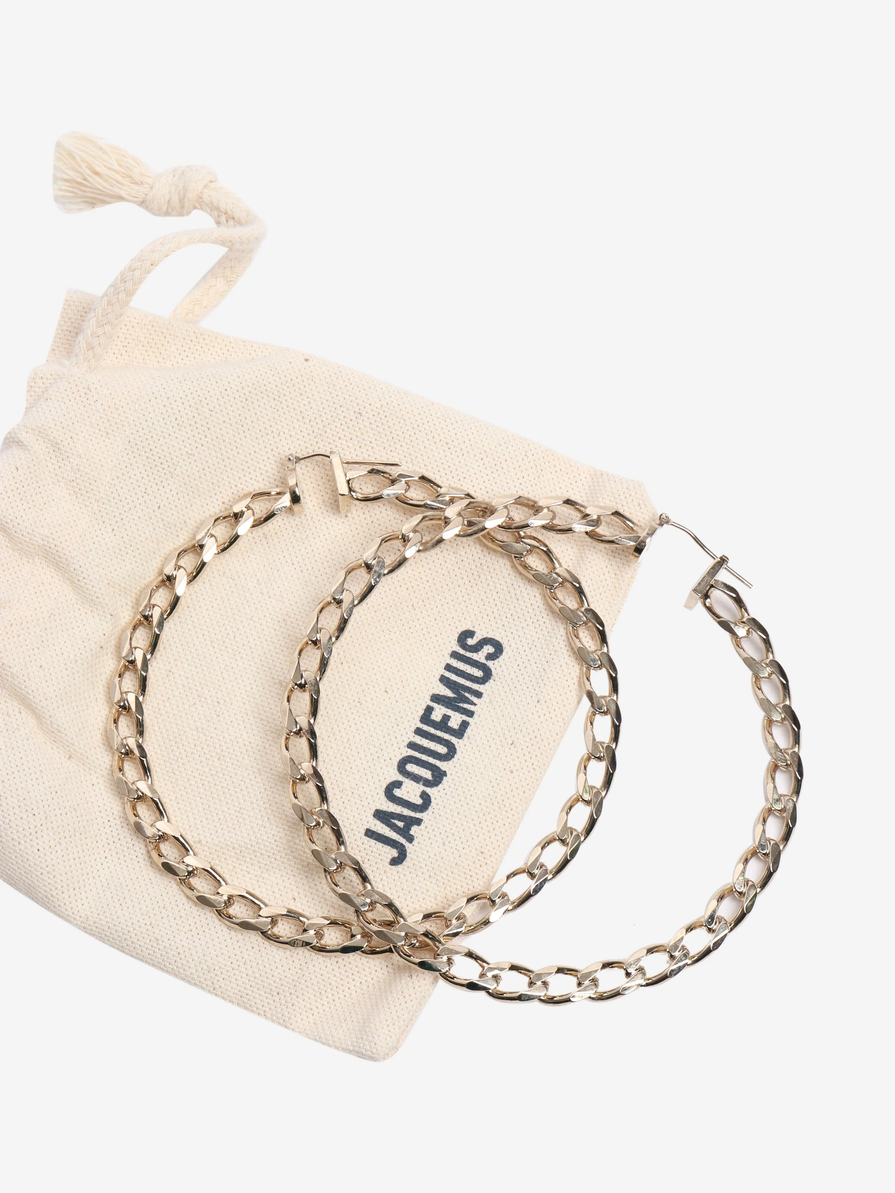Gold chain-hoop earings - Image 3