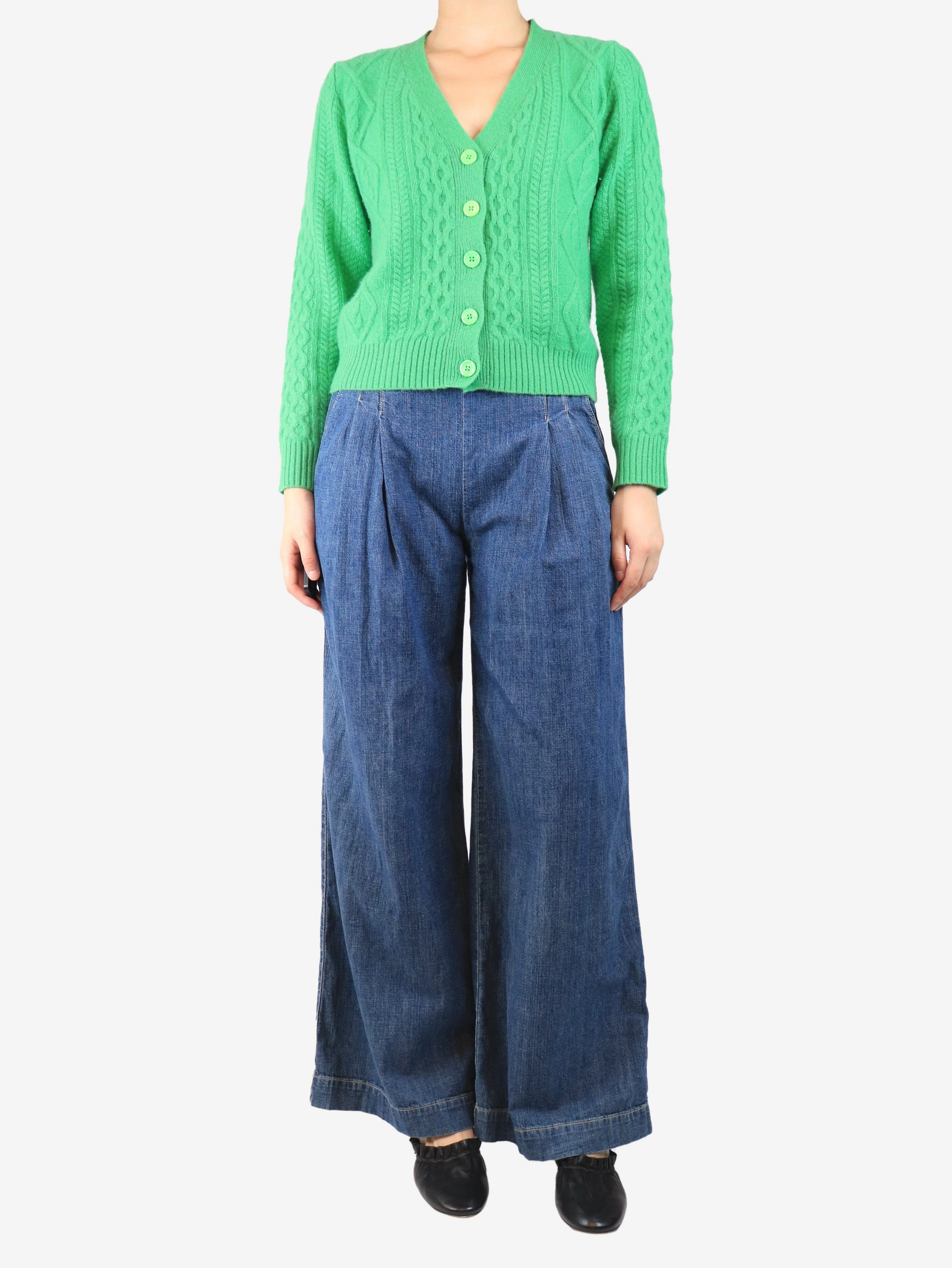 Blue denim wide-leg trousers - size UK 8 - Image 2