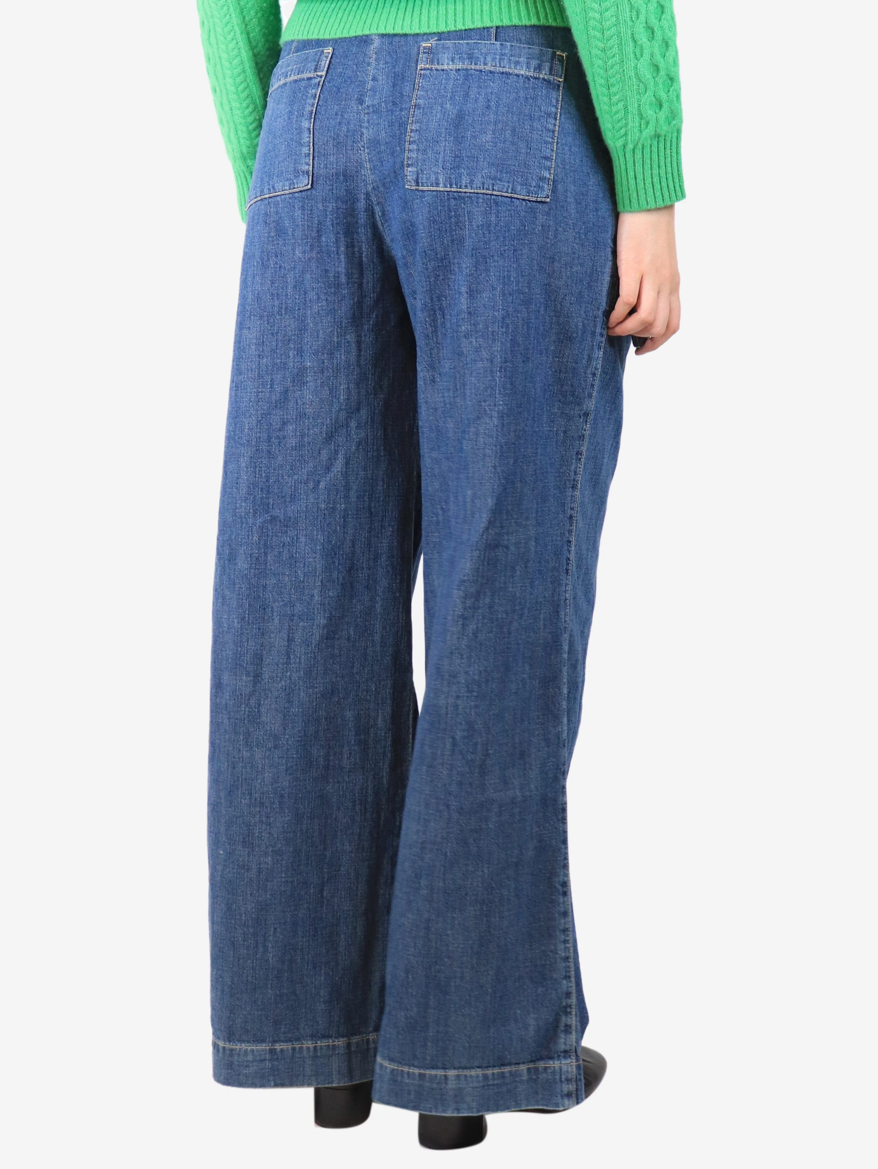 Blue denim wide-leg trousers - size UK 8 - Image 3