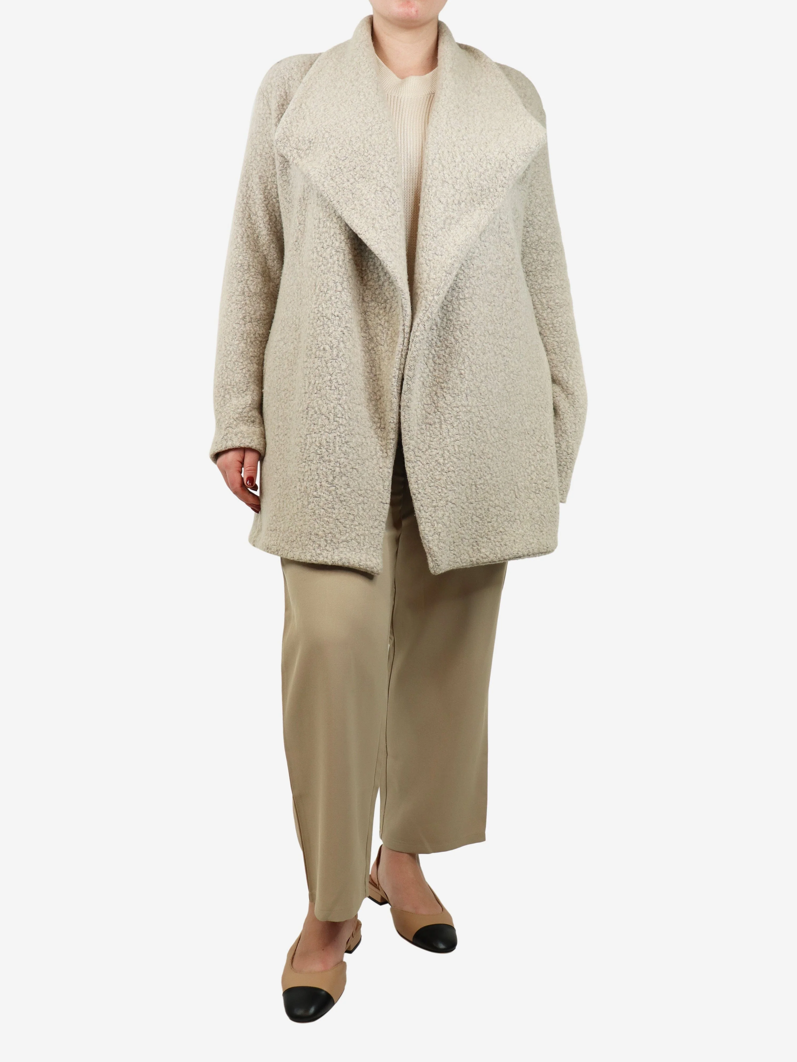 Neutral boiled wool jacket - size L