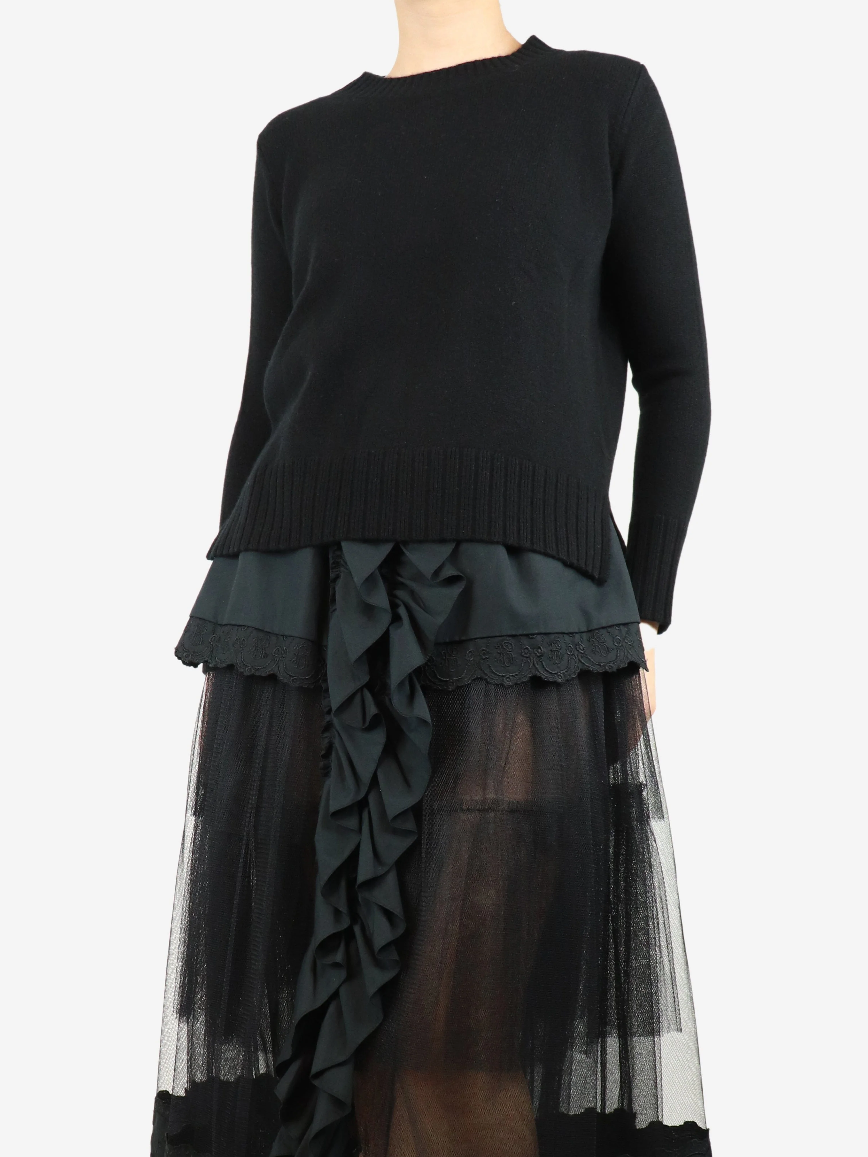 Black crew-neck sweater - size S