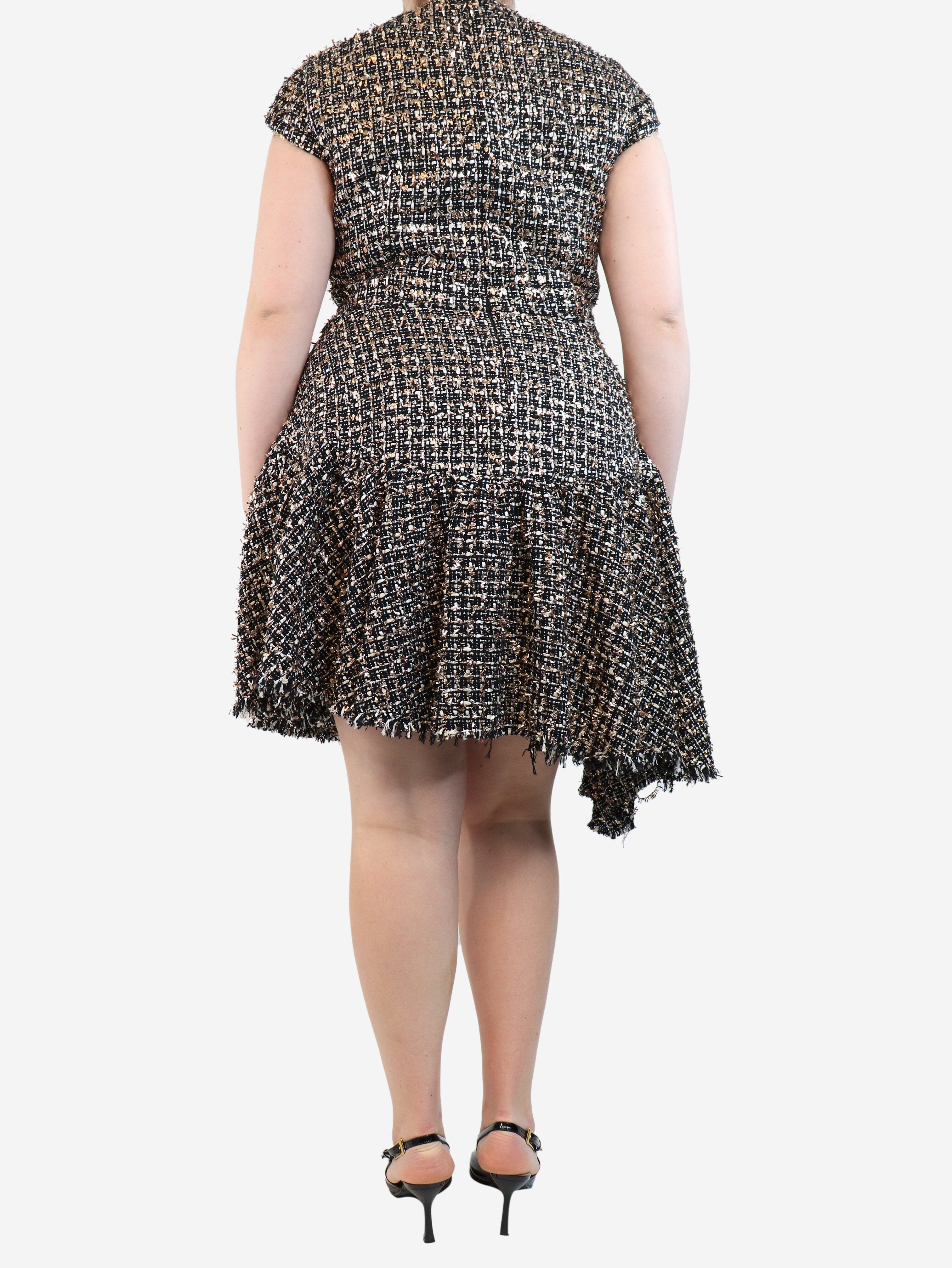 Black cap-sleeved tinsel-tweed midi dress - size UK 16 - Image 2