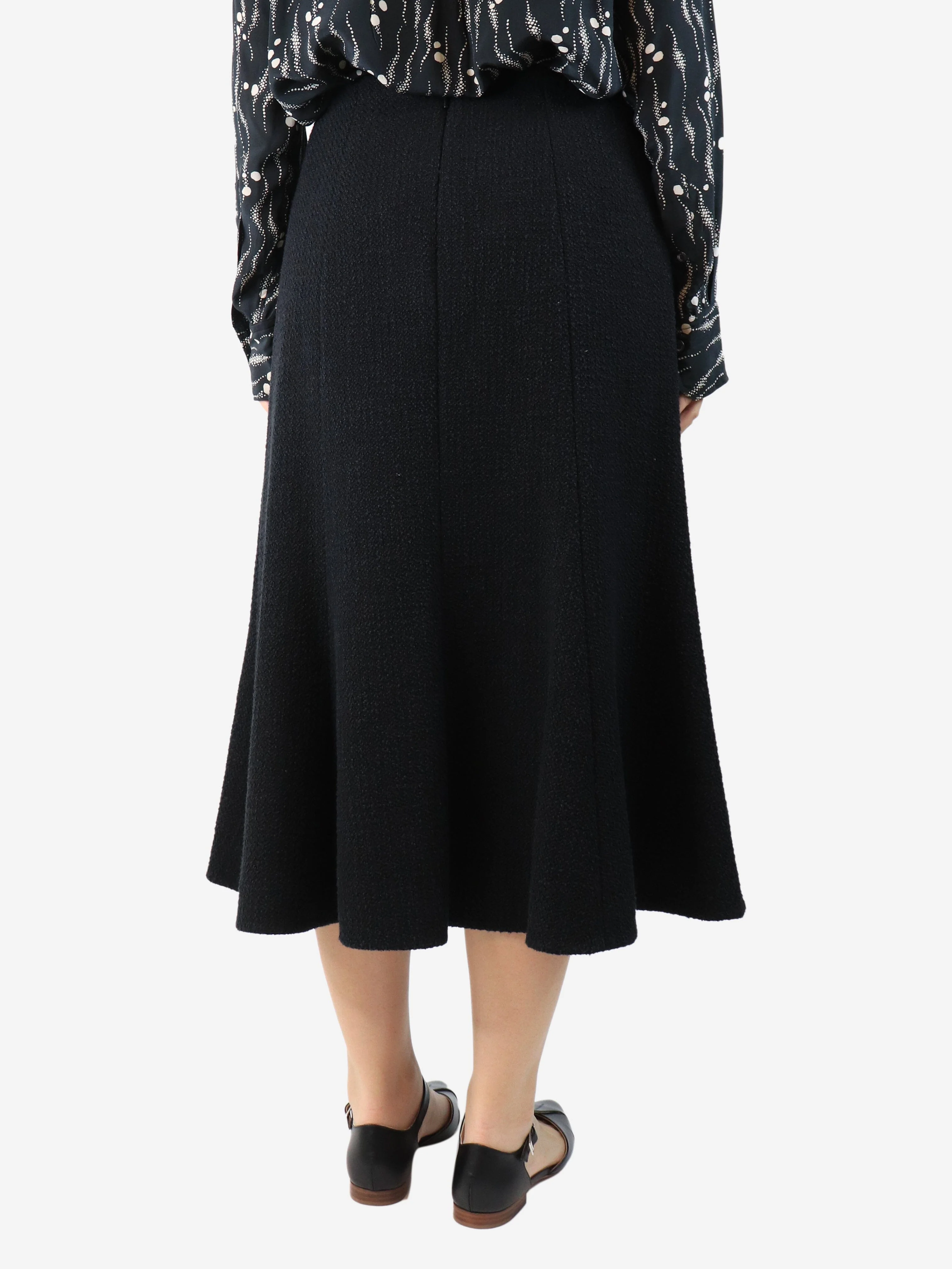 Black tweed midi skirt - size UK 14 - Image 3