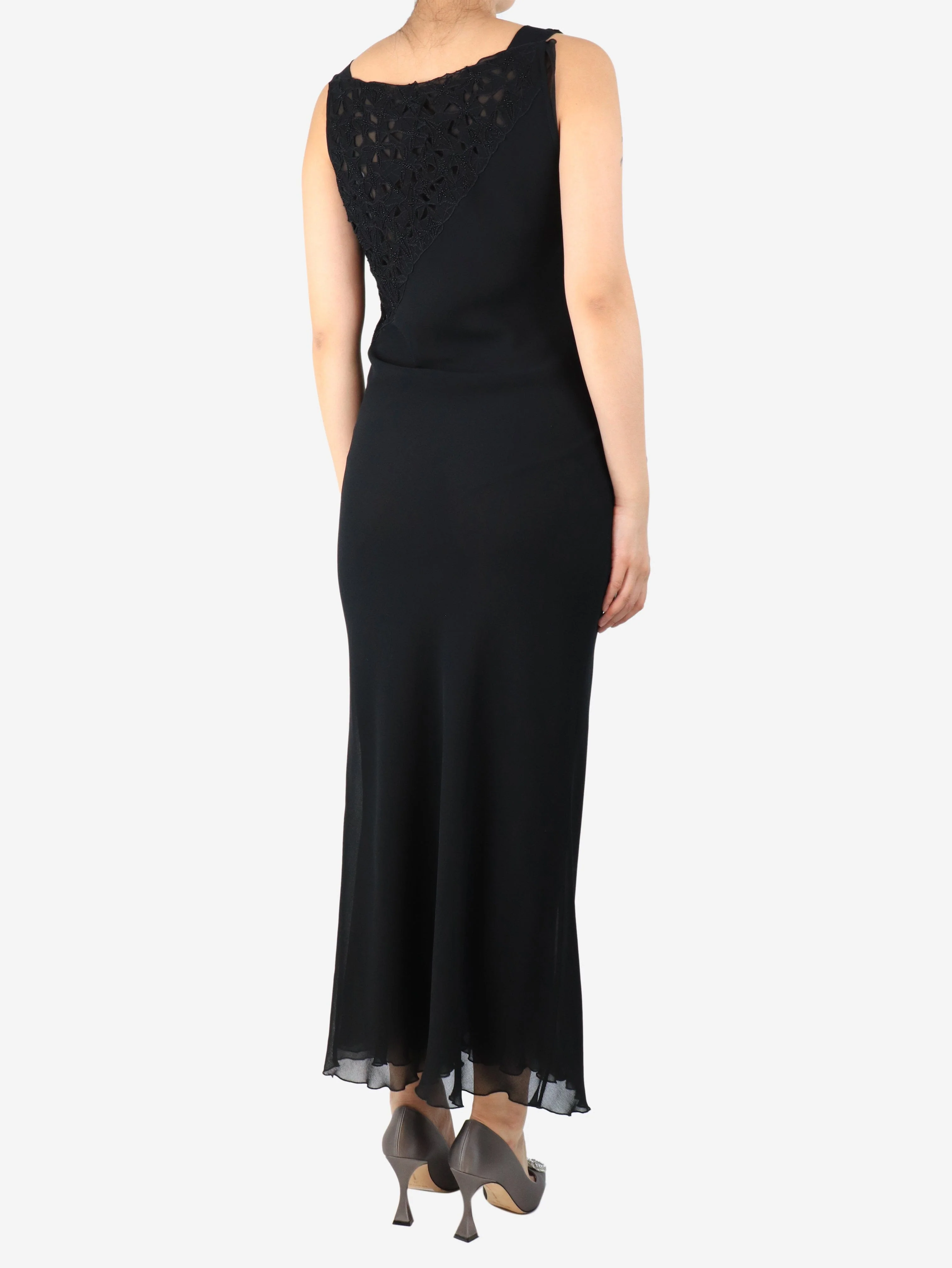 Black beaded midi dress - size UK 12 - Image 2