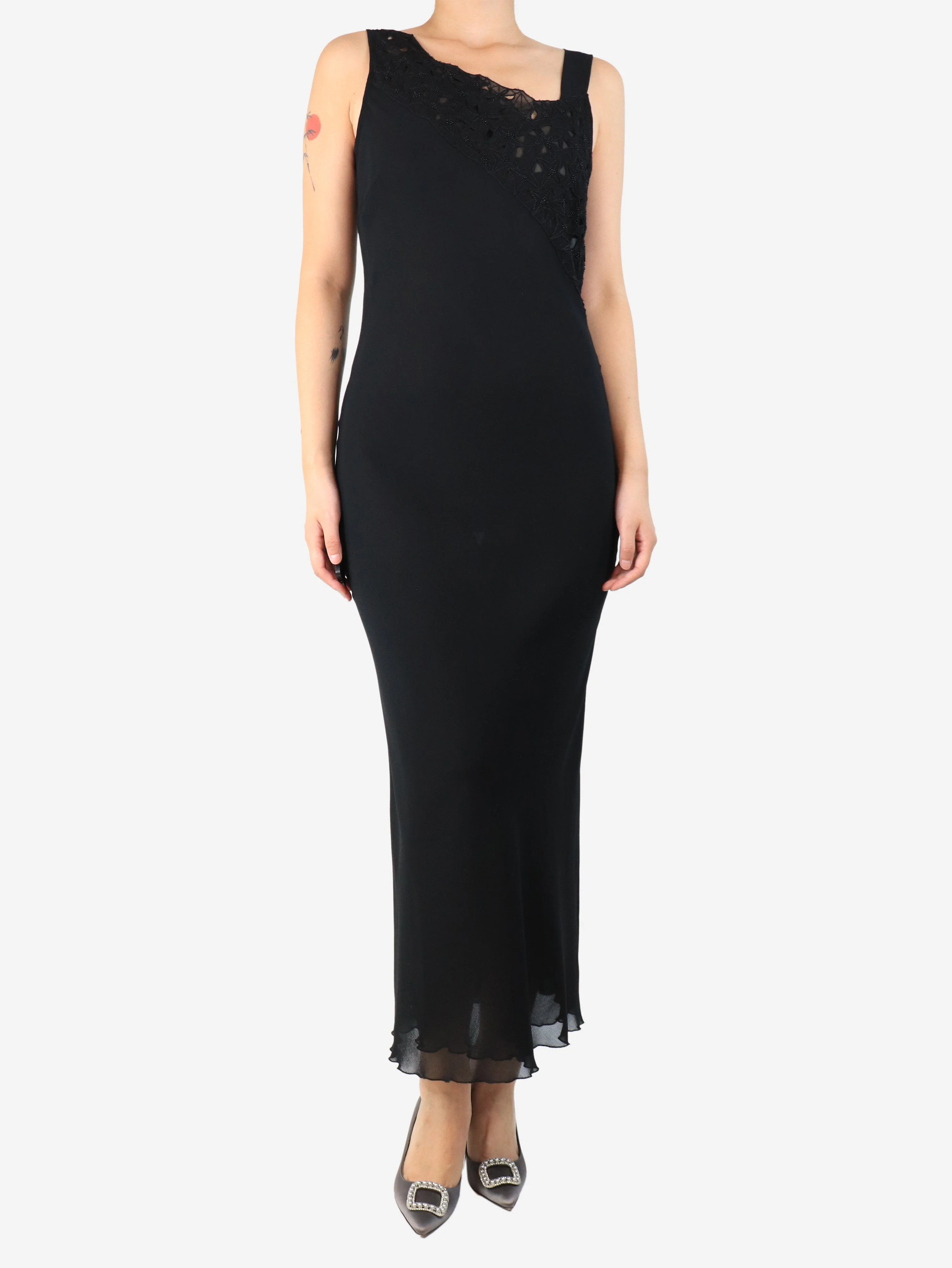 Black beaded midi dress - size UK 12 - Image 3