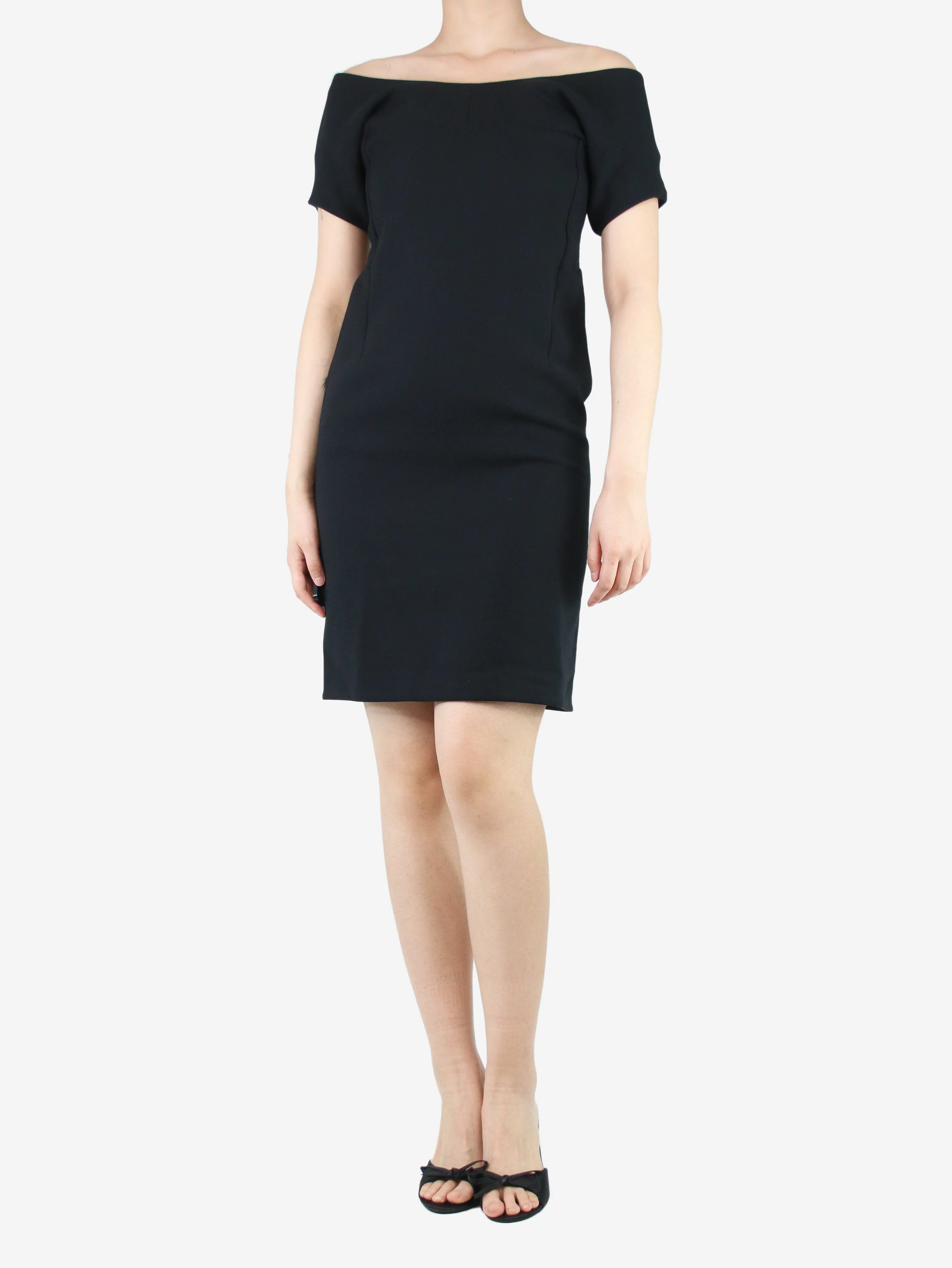 Black wide-neck dress - size UK 8