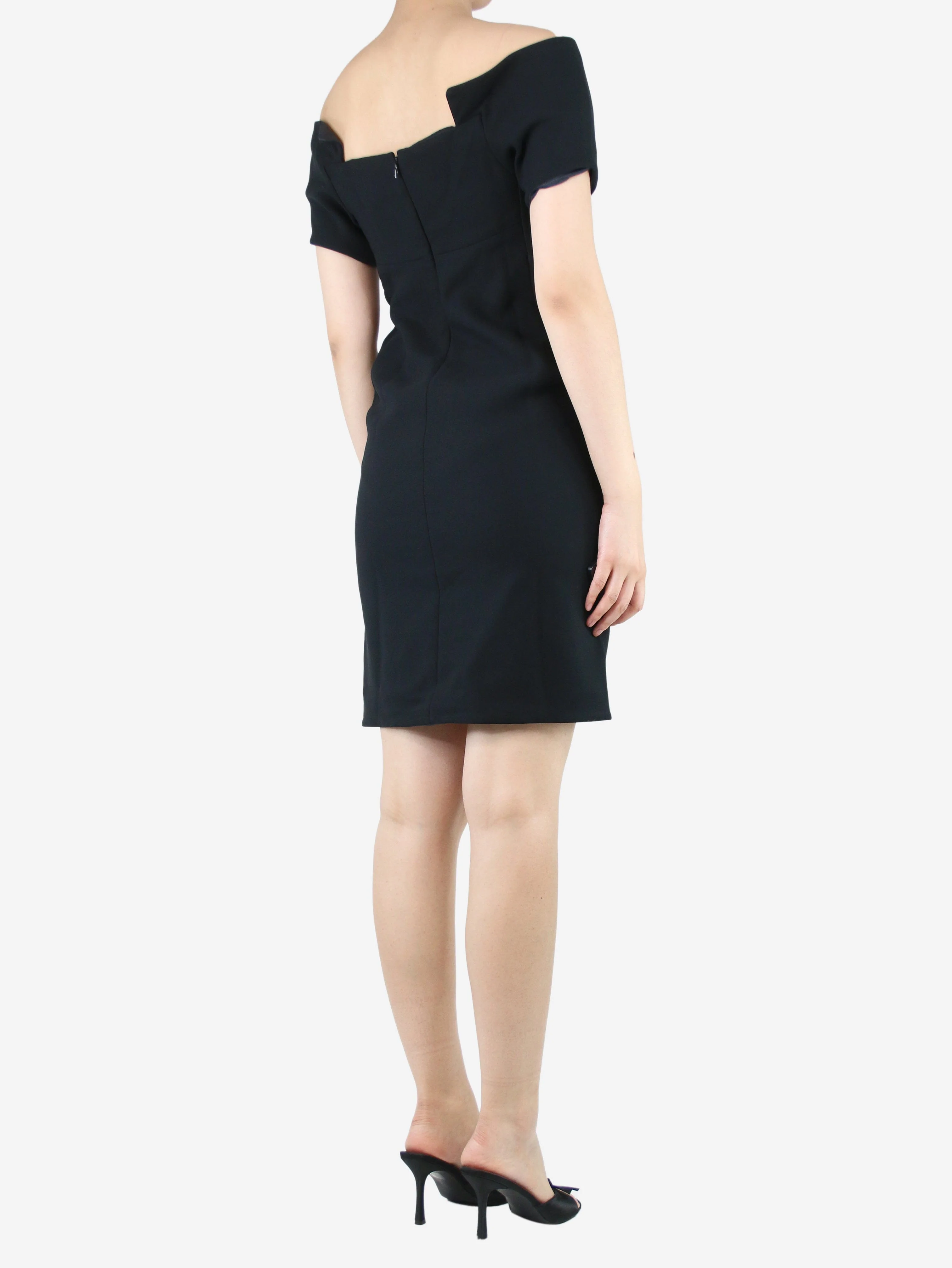Black wide-neck dress - size UK 8 - Image 2