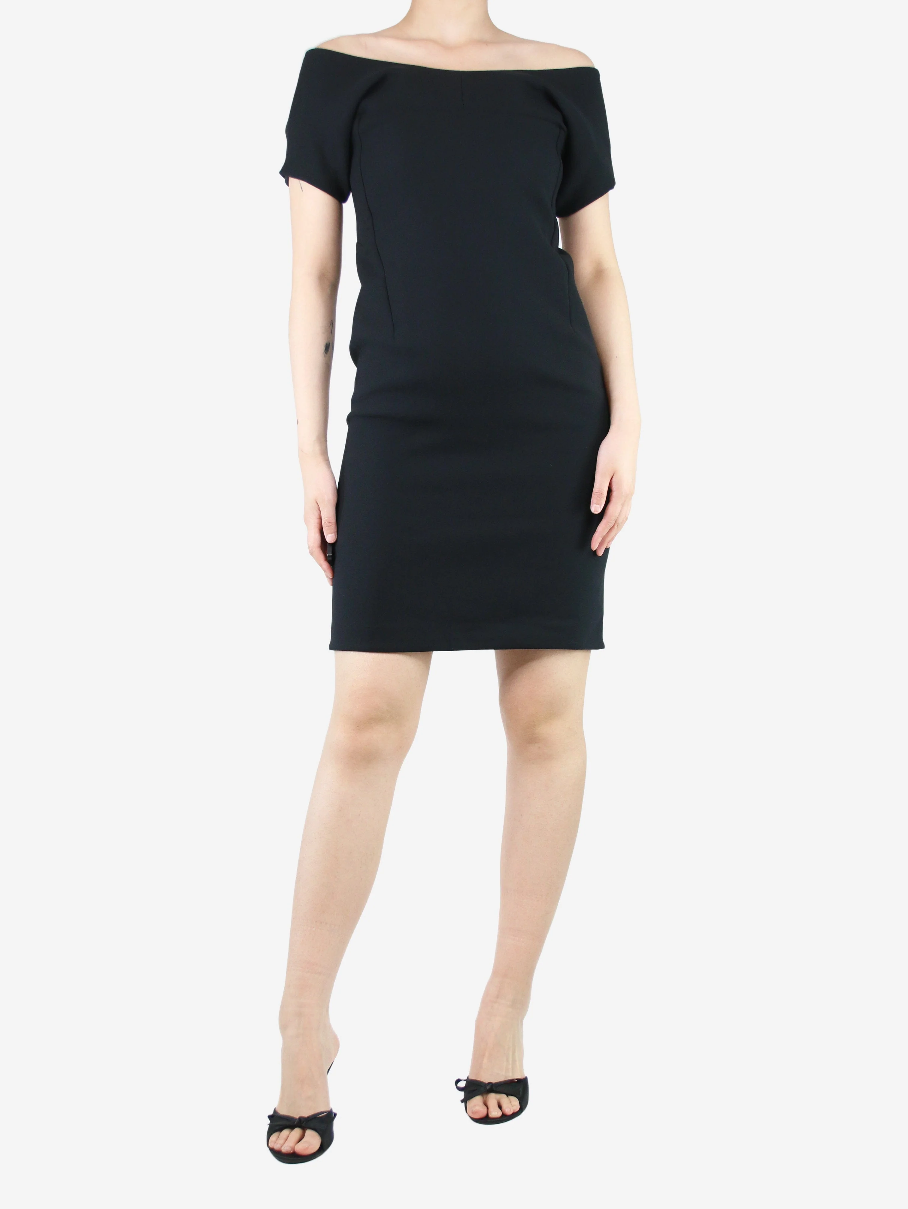 Black wide-neck dress - size UK 8 - Image 3