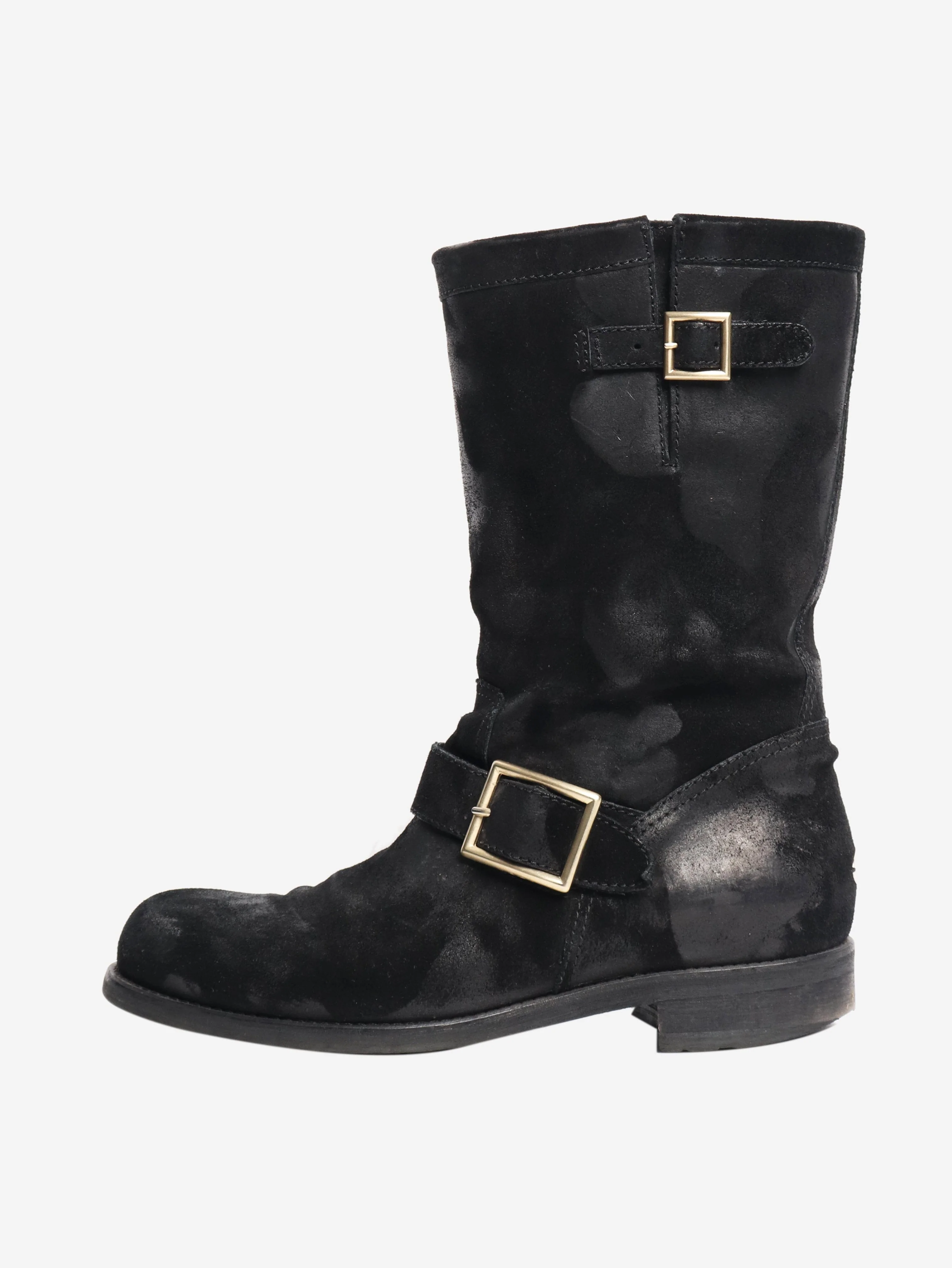 Black distressed effect suede boots - size EU 39 (UK 6)