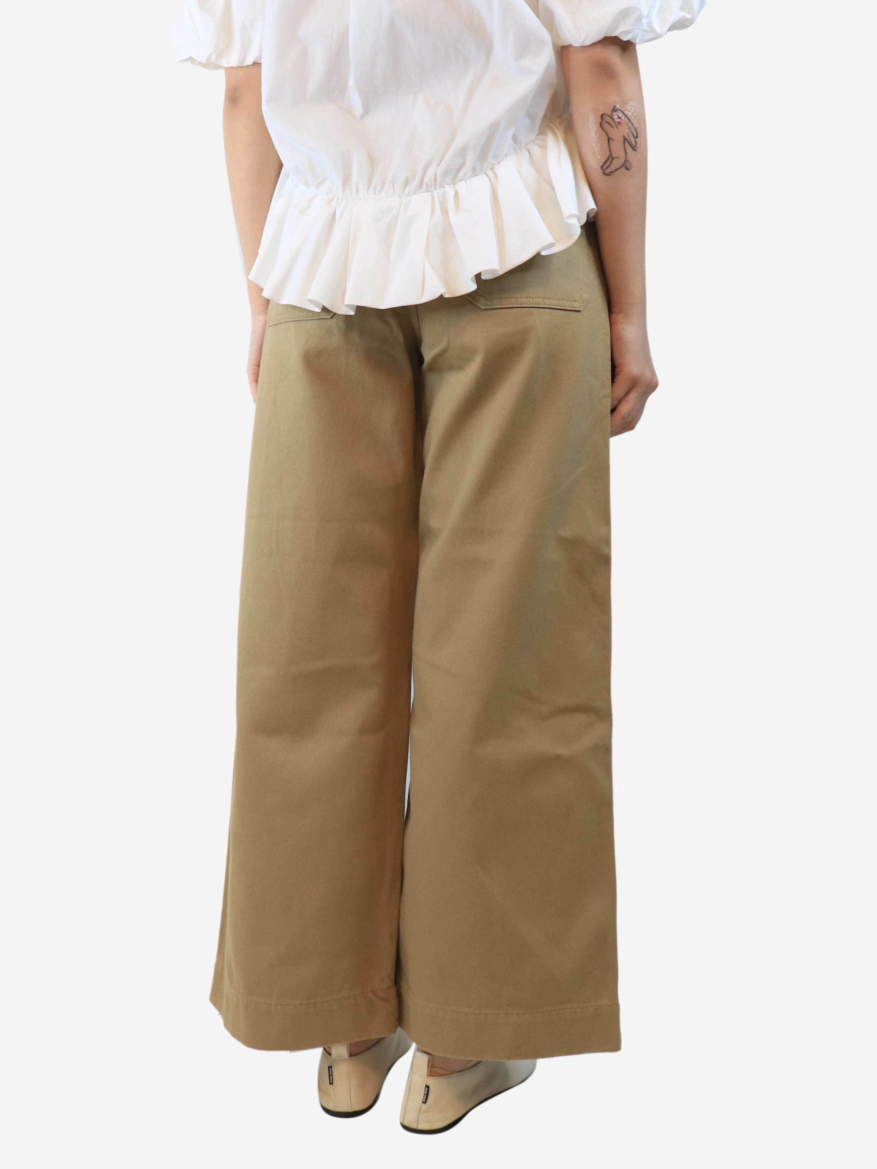 Beige wide-leg trousers - size UK 10 - Image 3