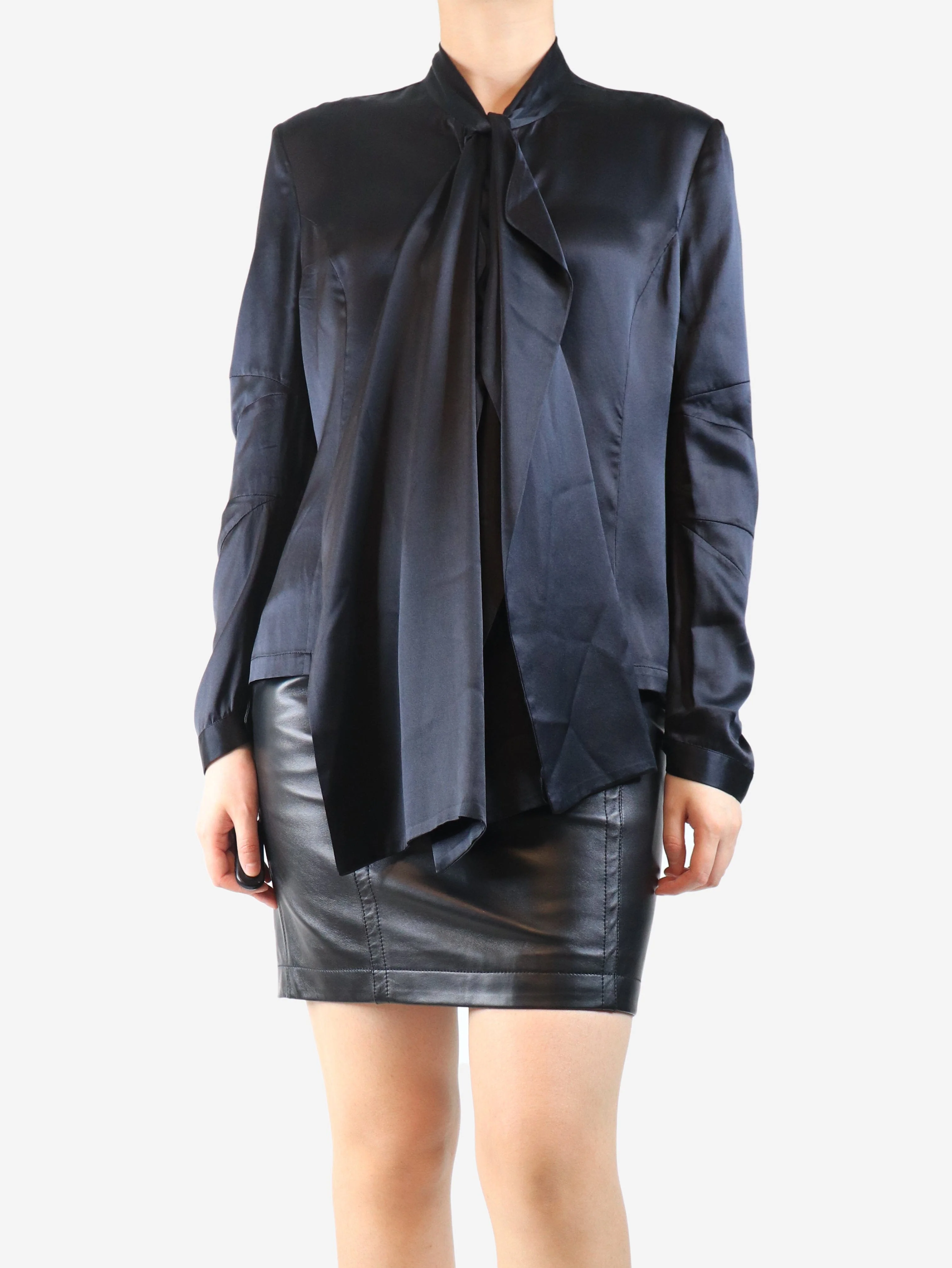 Black silk blouse - size UK 14