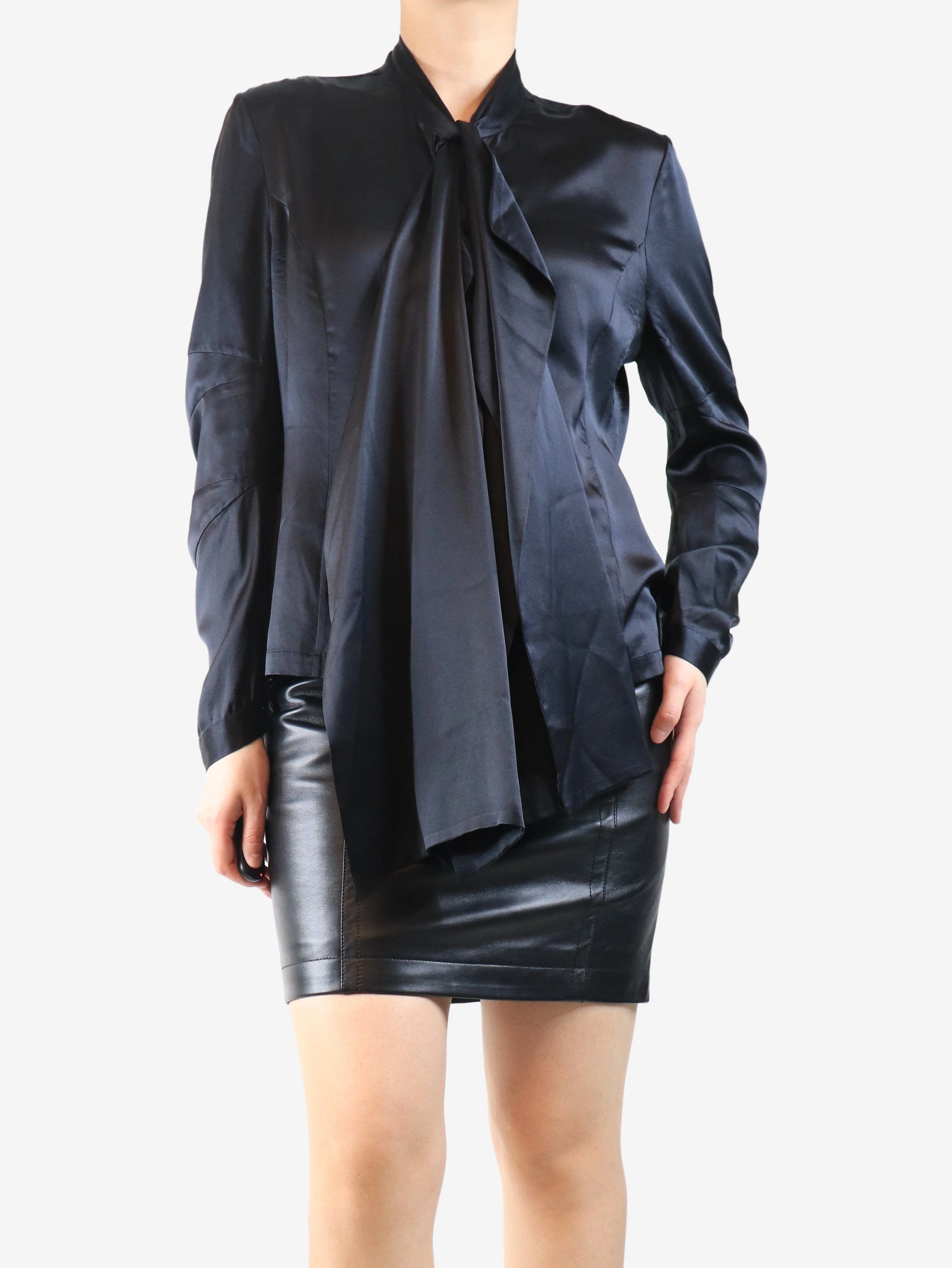 Black silk blouse - size UK 14 - Image 3
