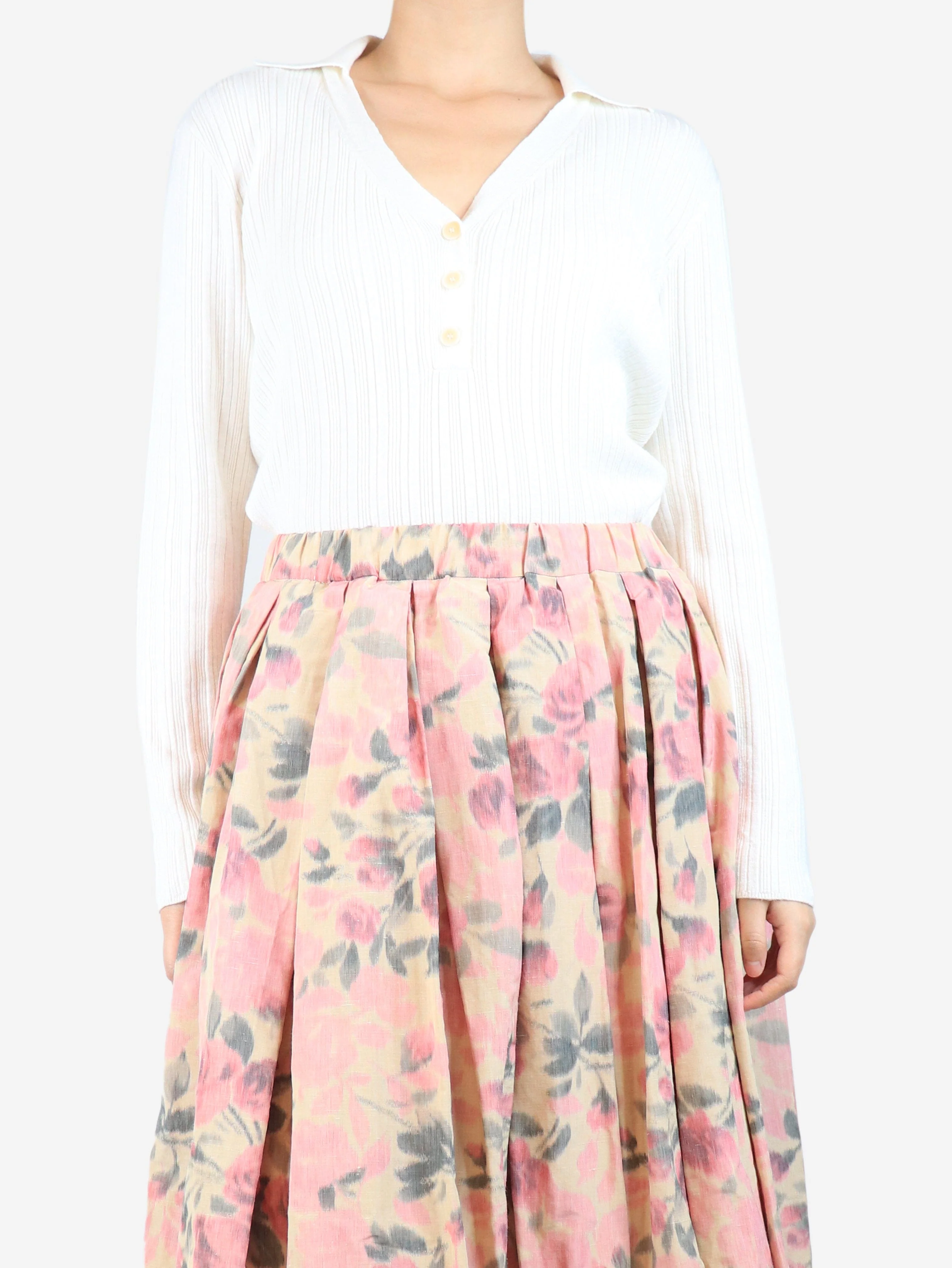 Ivory rib-knit top - size L - Image 3